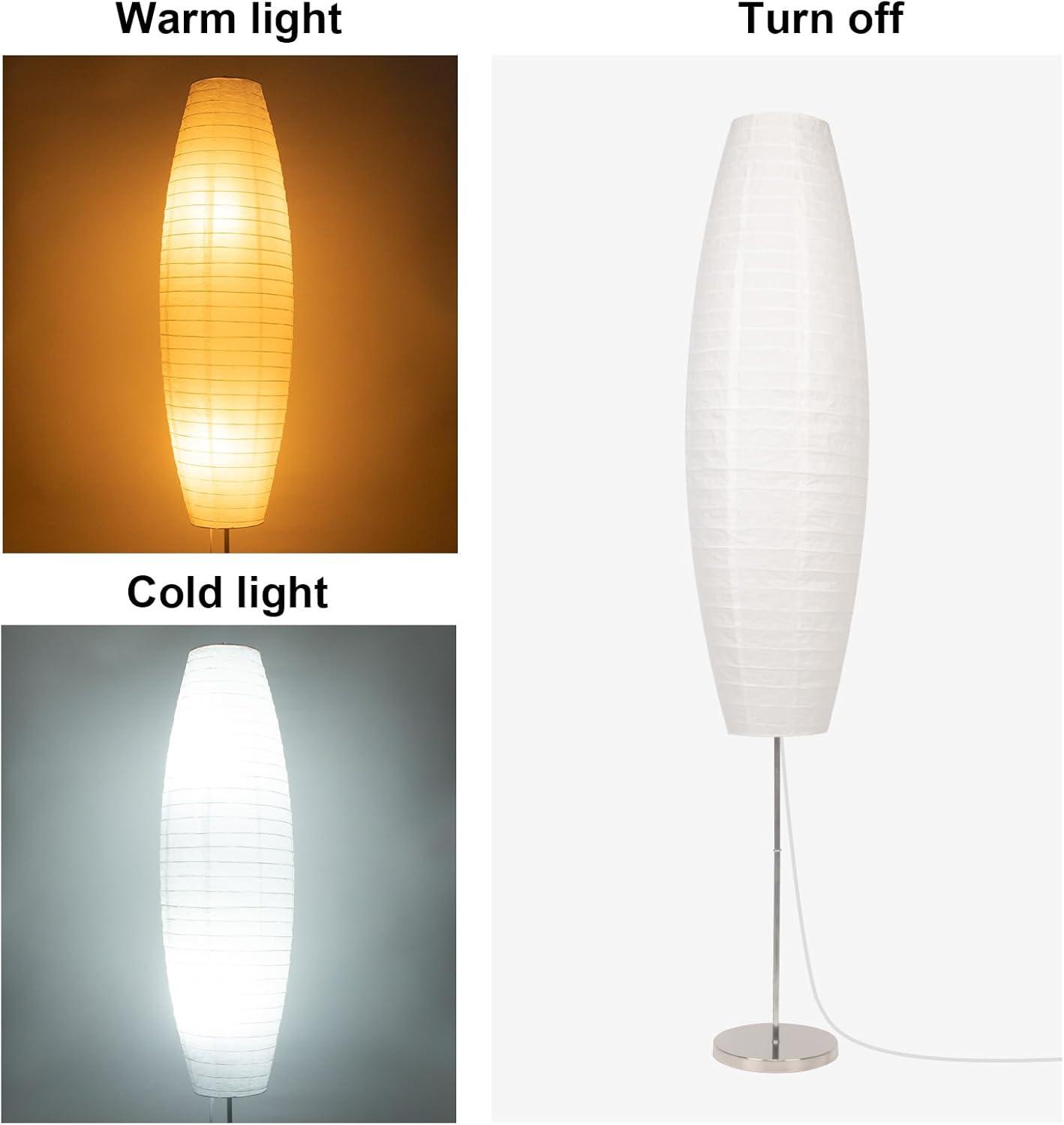 Paper Floor Lamp, Rice Paper Lamp for Living Room, Japanese Floor Lamp Rice Shade for Bedroom, Office& Living Room-Beige(Oval)