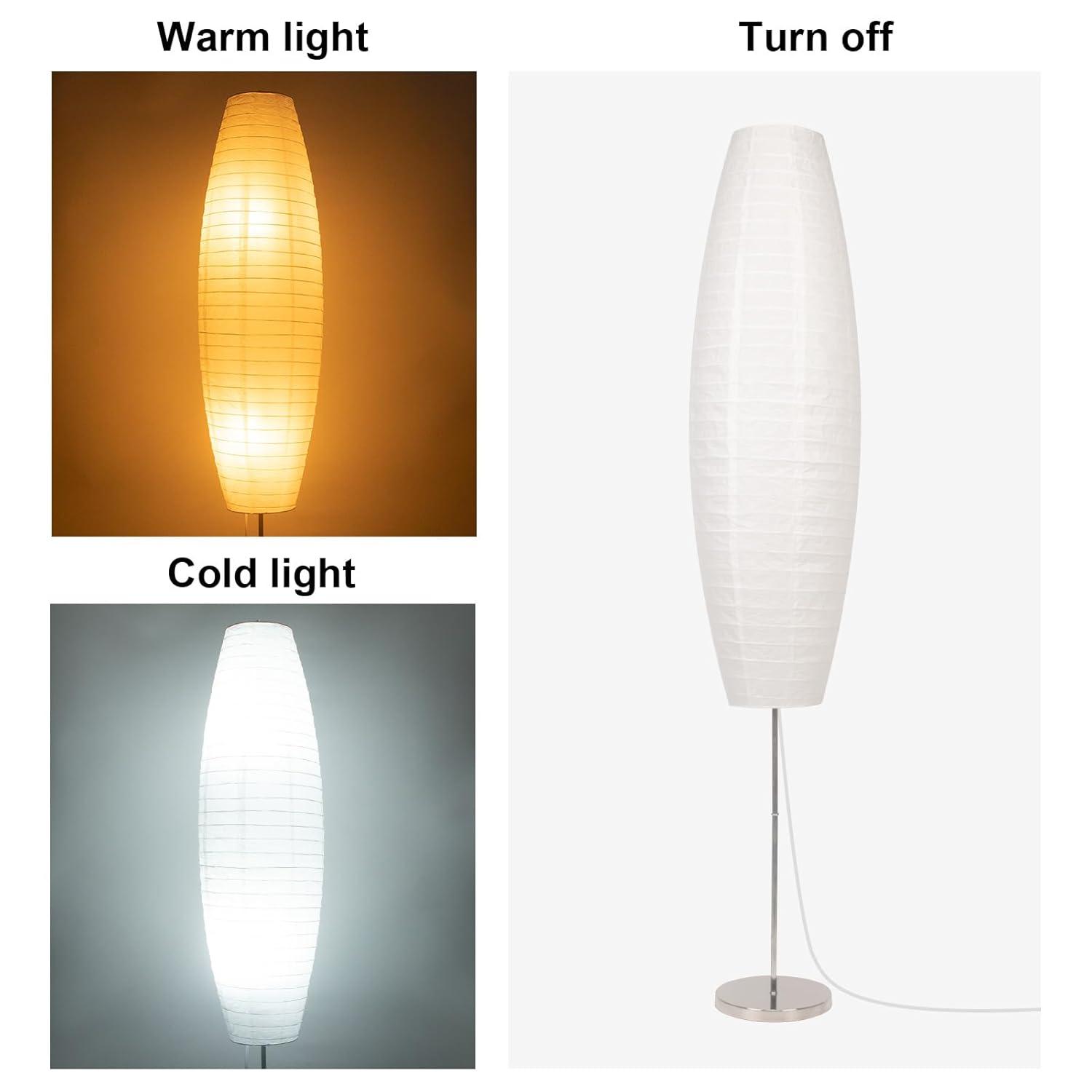 Paper Floor Lamp, Rice Paper Lamp for Living Room, Japanese Floor Lamp Rice Shade for Bedroom, Office& Living Room-Beige(Oval)