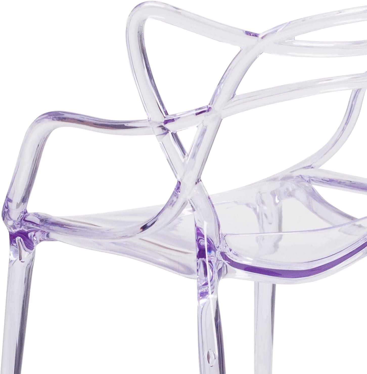 Clear Polycarbonate Stacking Side Chairs with Artistic Design, Set of 4