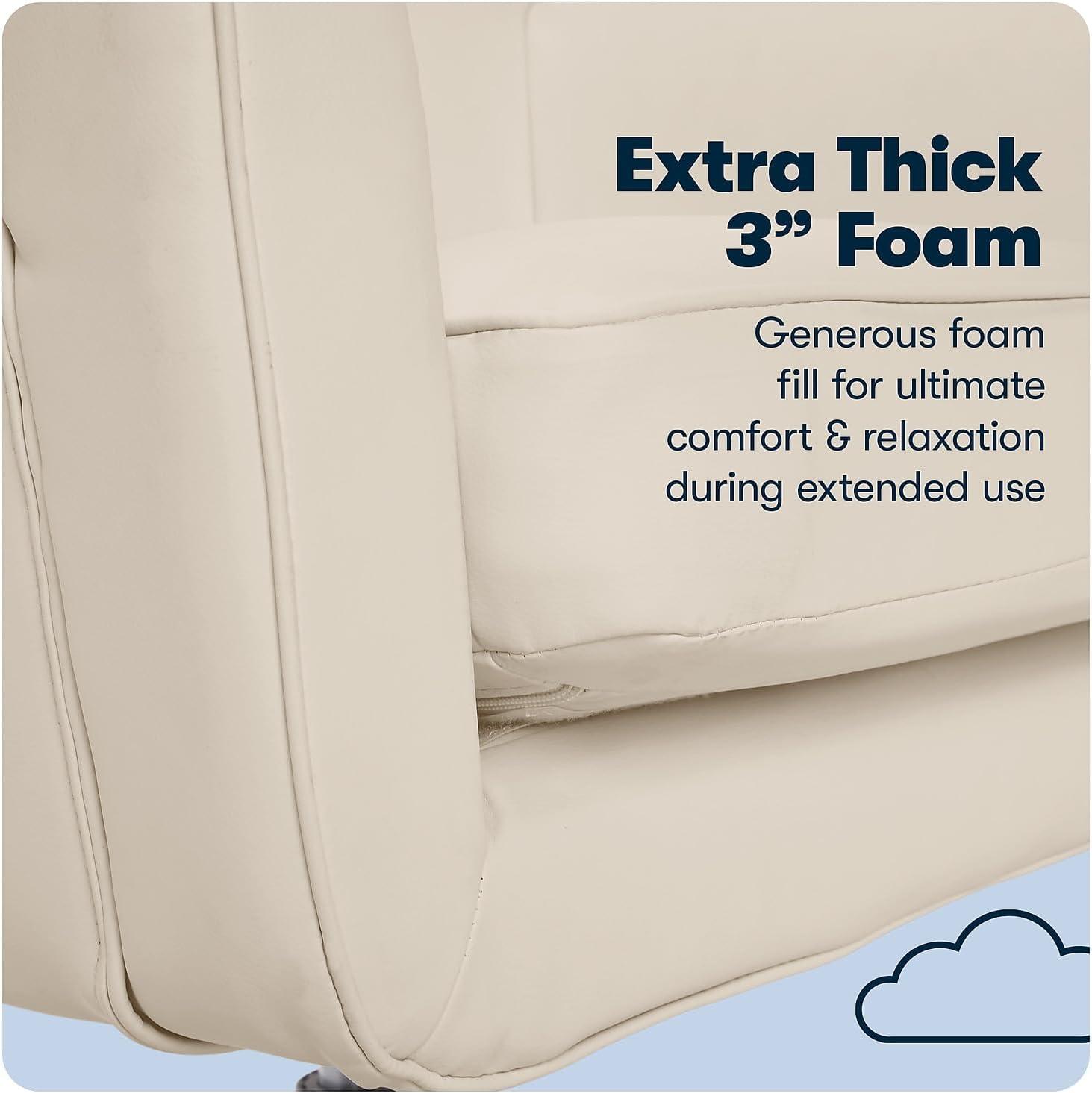 Style Ashland Home Office Chair Sweet Cream - Serta: Mid-Century, Tufted, Adjustable