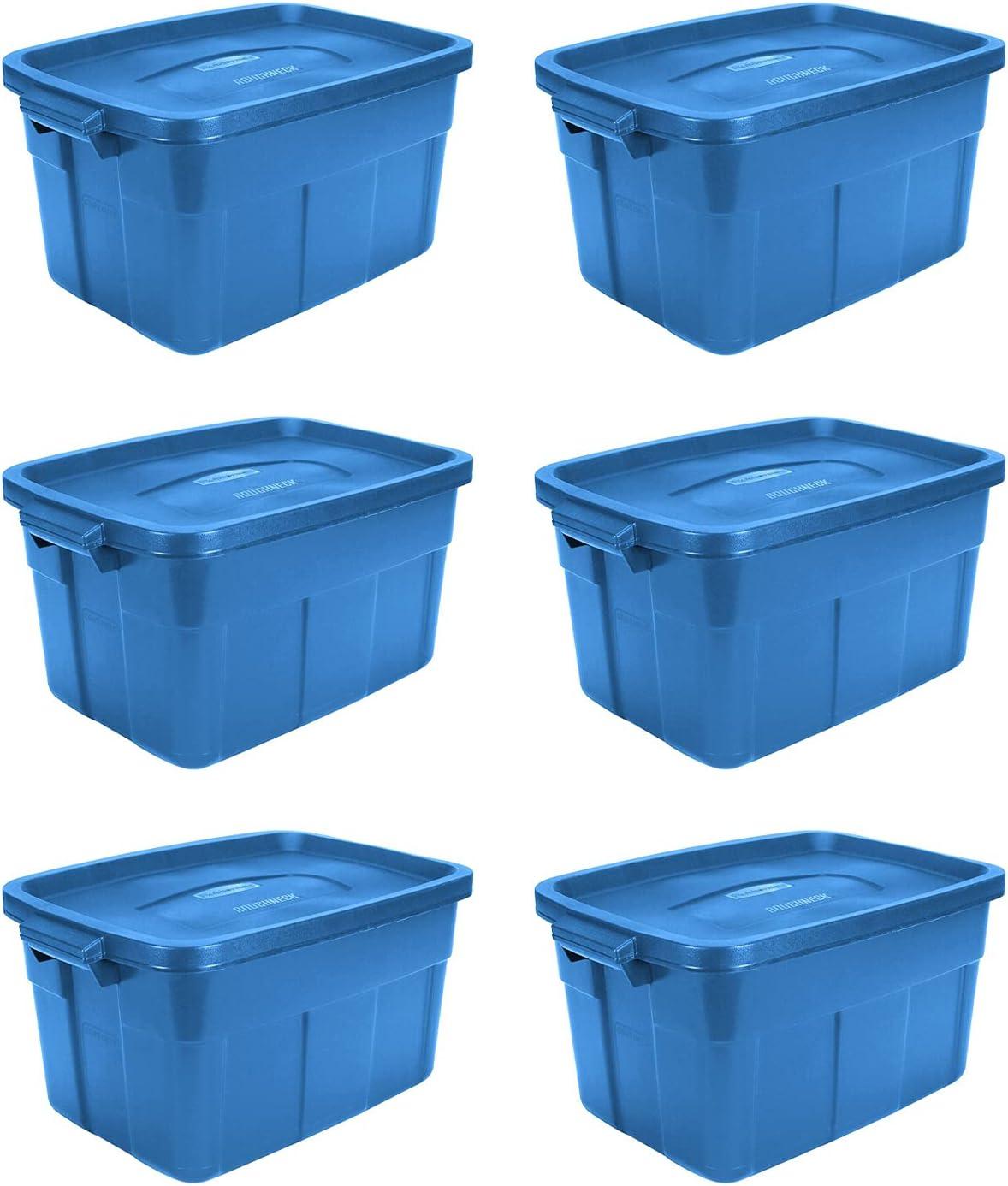 Heritage Blue 14 Gallon Plastic Stackable Storage Bins with Lids