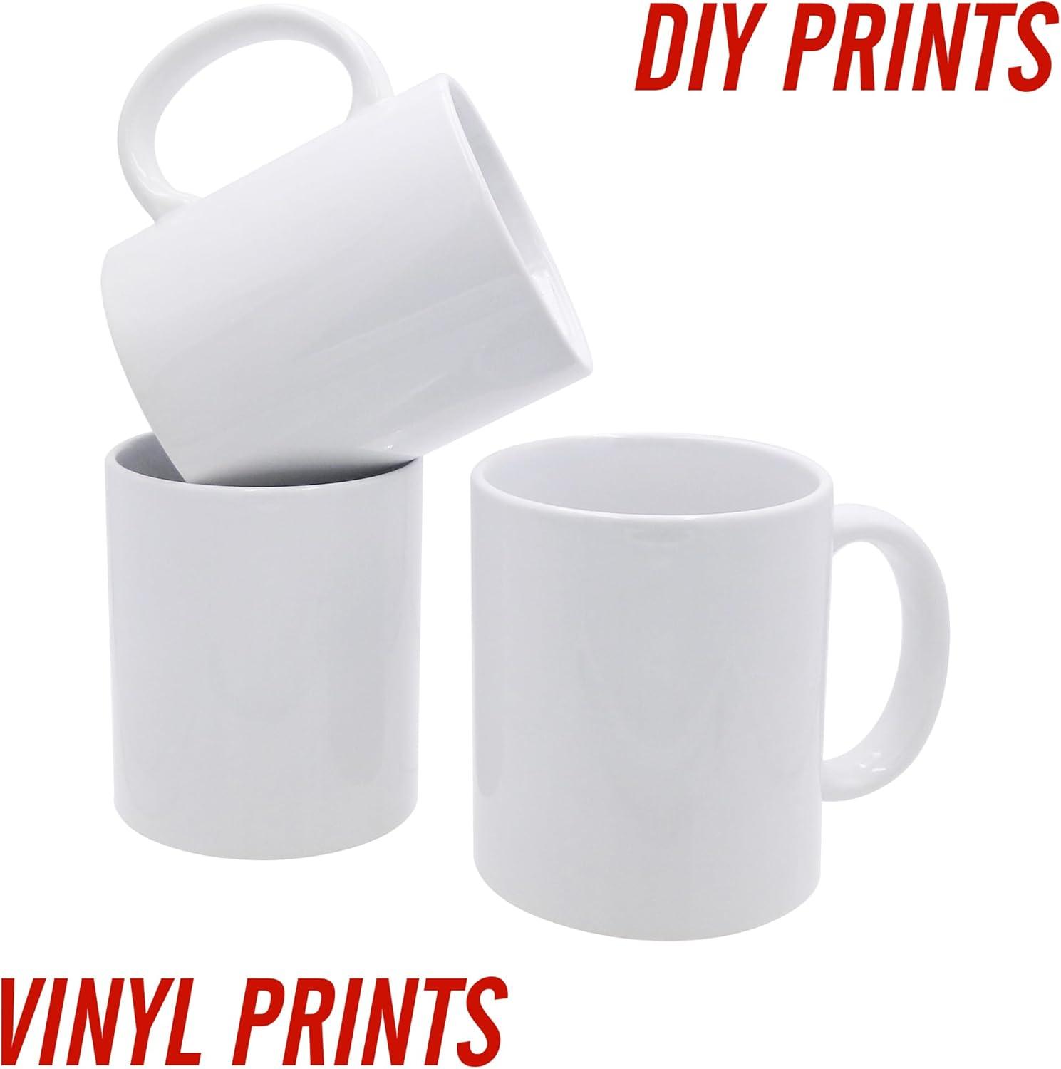 White Ceramic 11 oz Microwave Safe Coffee Mugs Set