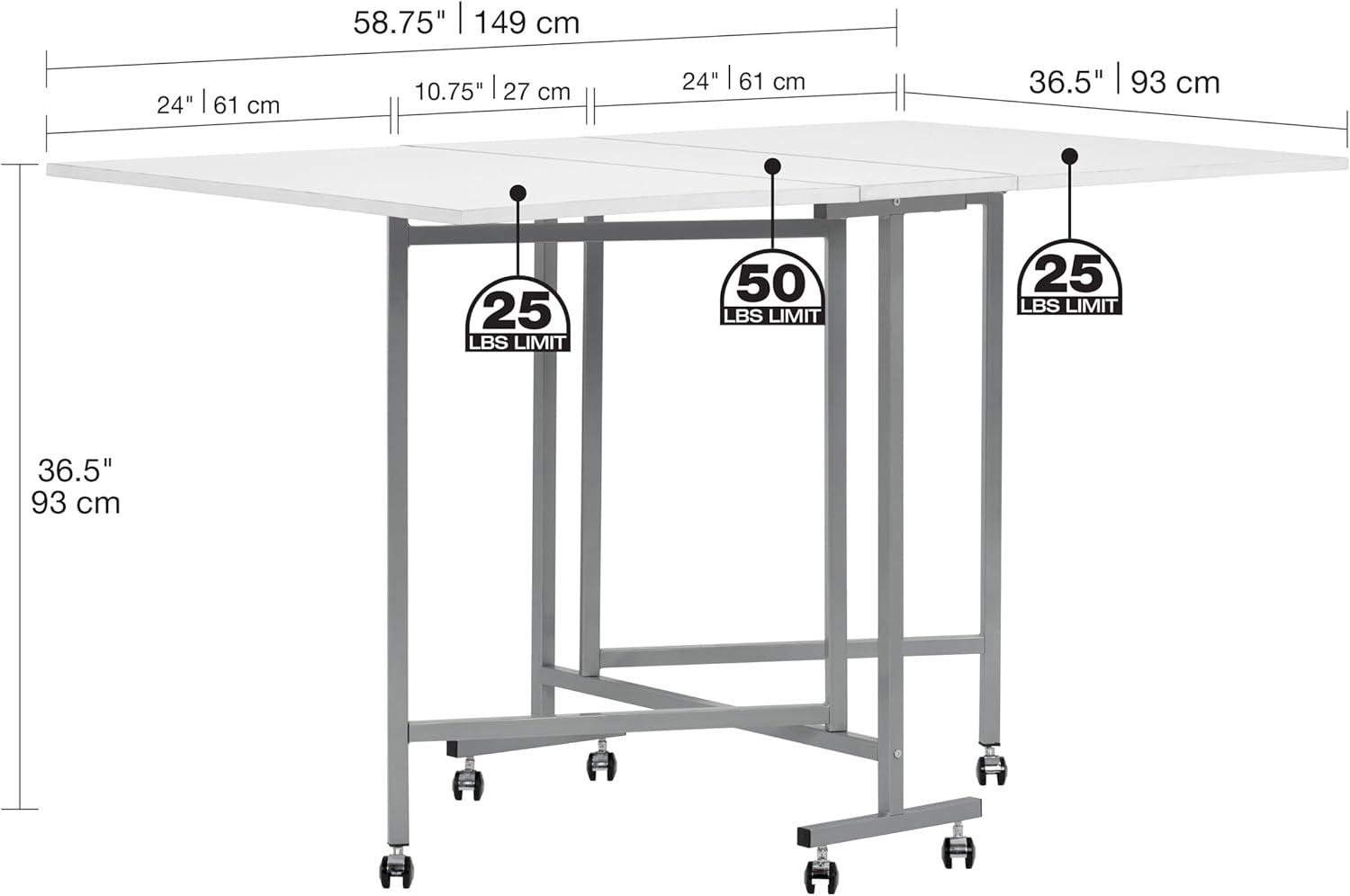 Sew Ready 58.75'' x 36.5'' Foldable Craft Table with Wheels