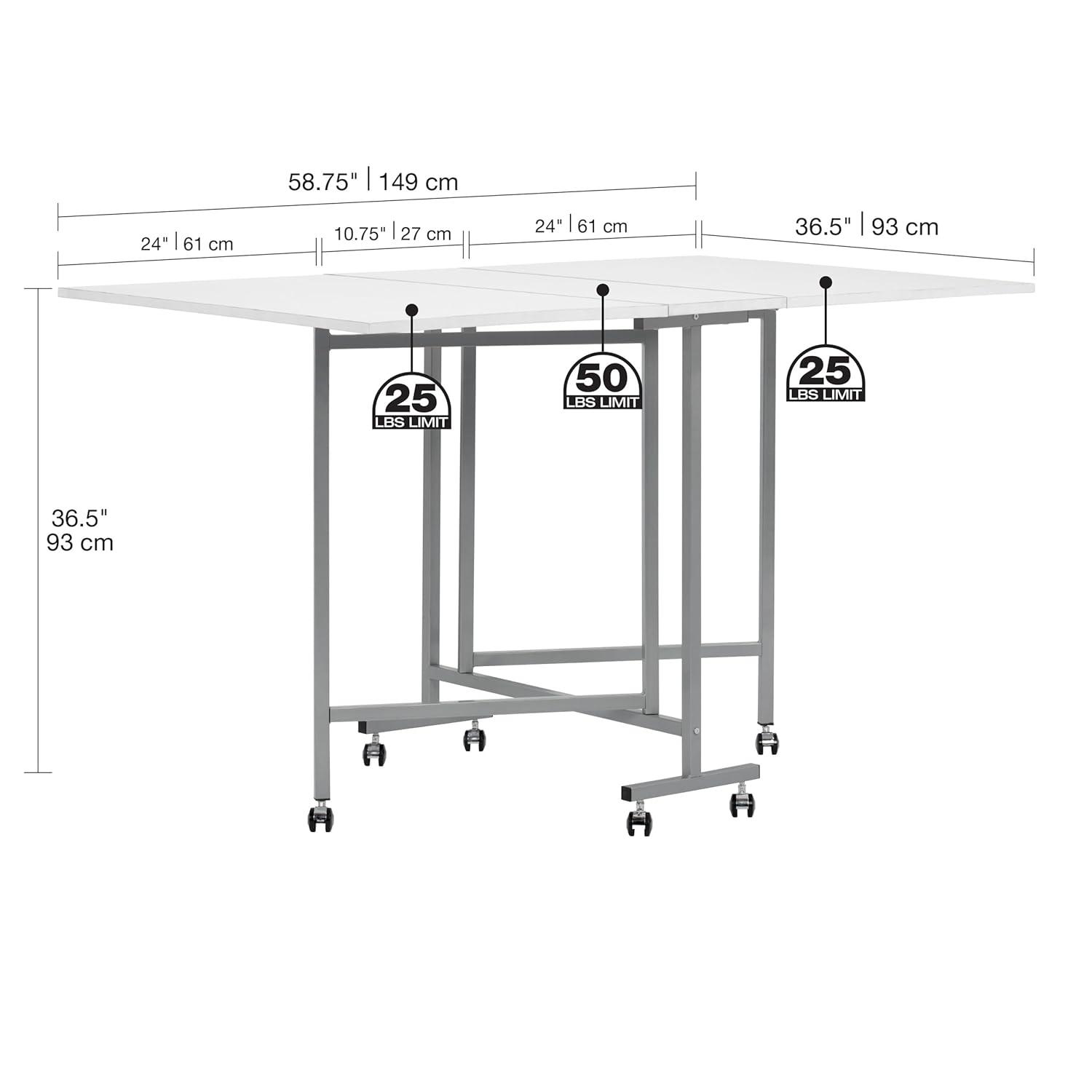 Sew Ready 58.75'' x 36.5'' Foldable Craft Table with Wheels
