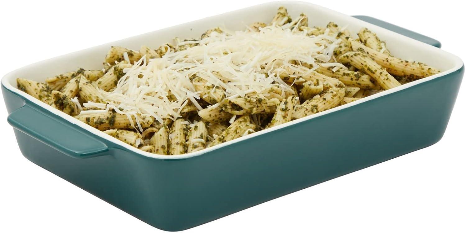 Juvale 3 Piece Green Casserole Dishes for Oven Use, Baking, Rectangular Ceramic Bakeware Set in Assorted Sizes