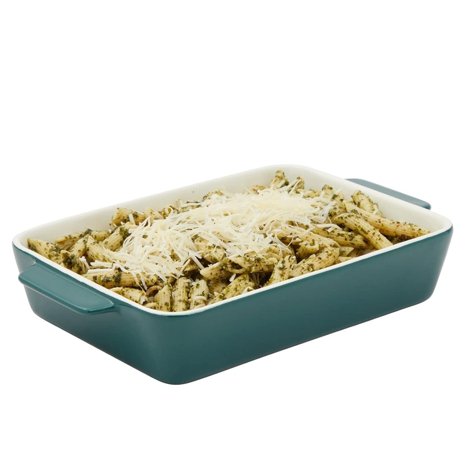 FETLOD 3 Piece Green Casserole Dishes For Oven Use, Baking, Rectangular Ceramic Bakeware Set In Assorted Sizes