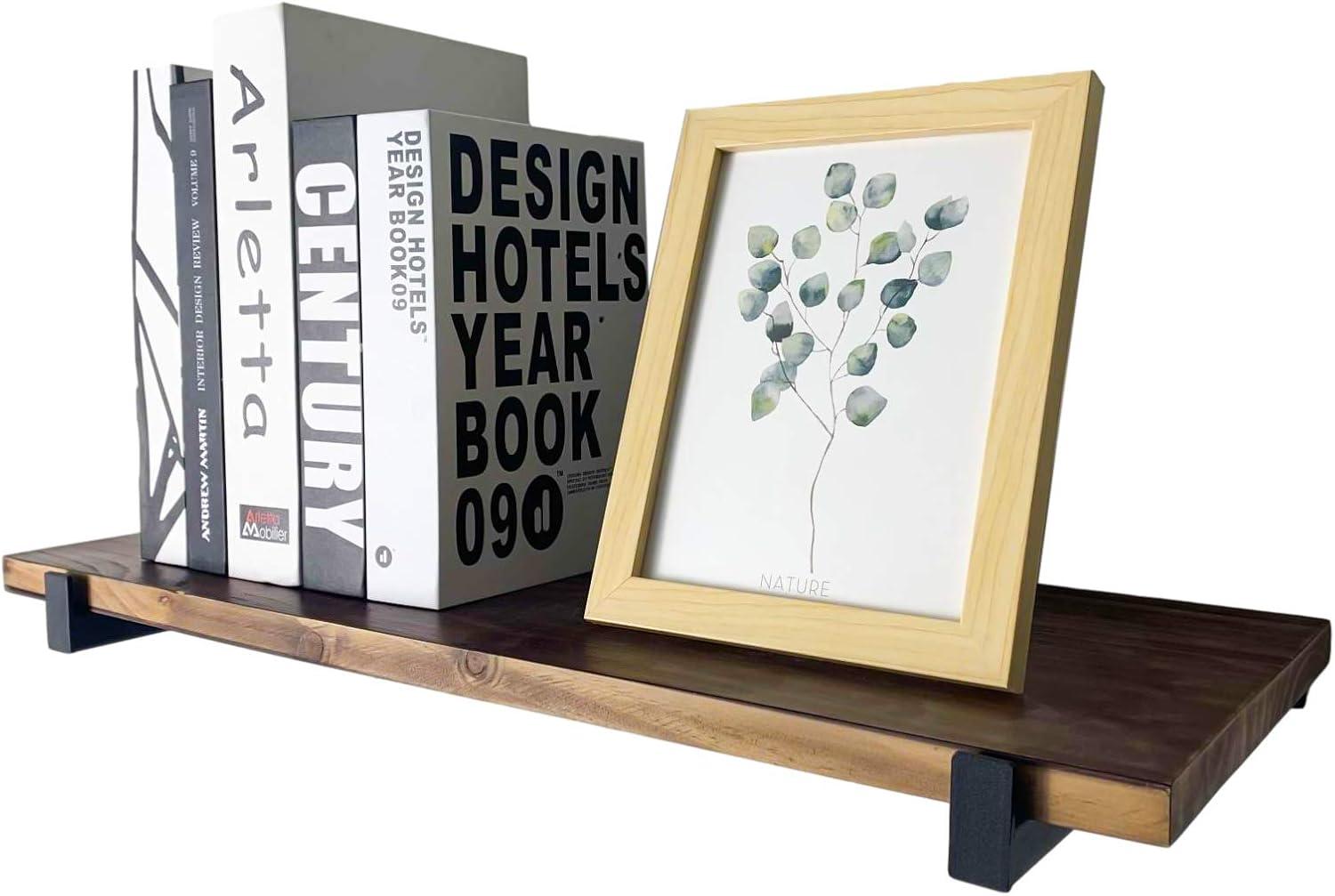 4 Pcs Heavy Duty Shelf Brackets 12 Inch Industrial Metal Floating Bracket Shelving Supports Wall Mounted with Lip (Not Included Planks)