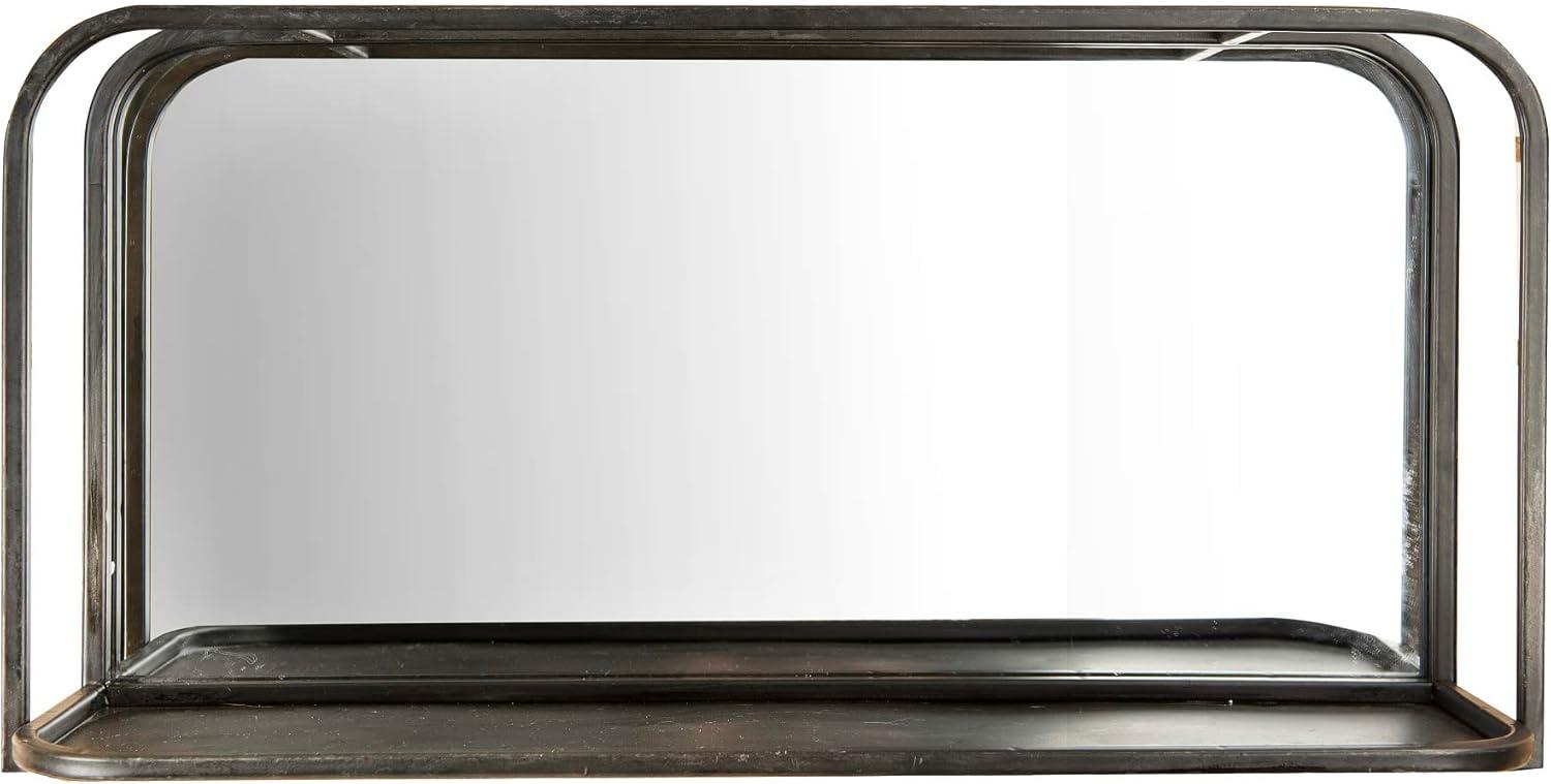 Creative Co-Op Rectangle Metal Framed Wall Mirror with Shelf, Black