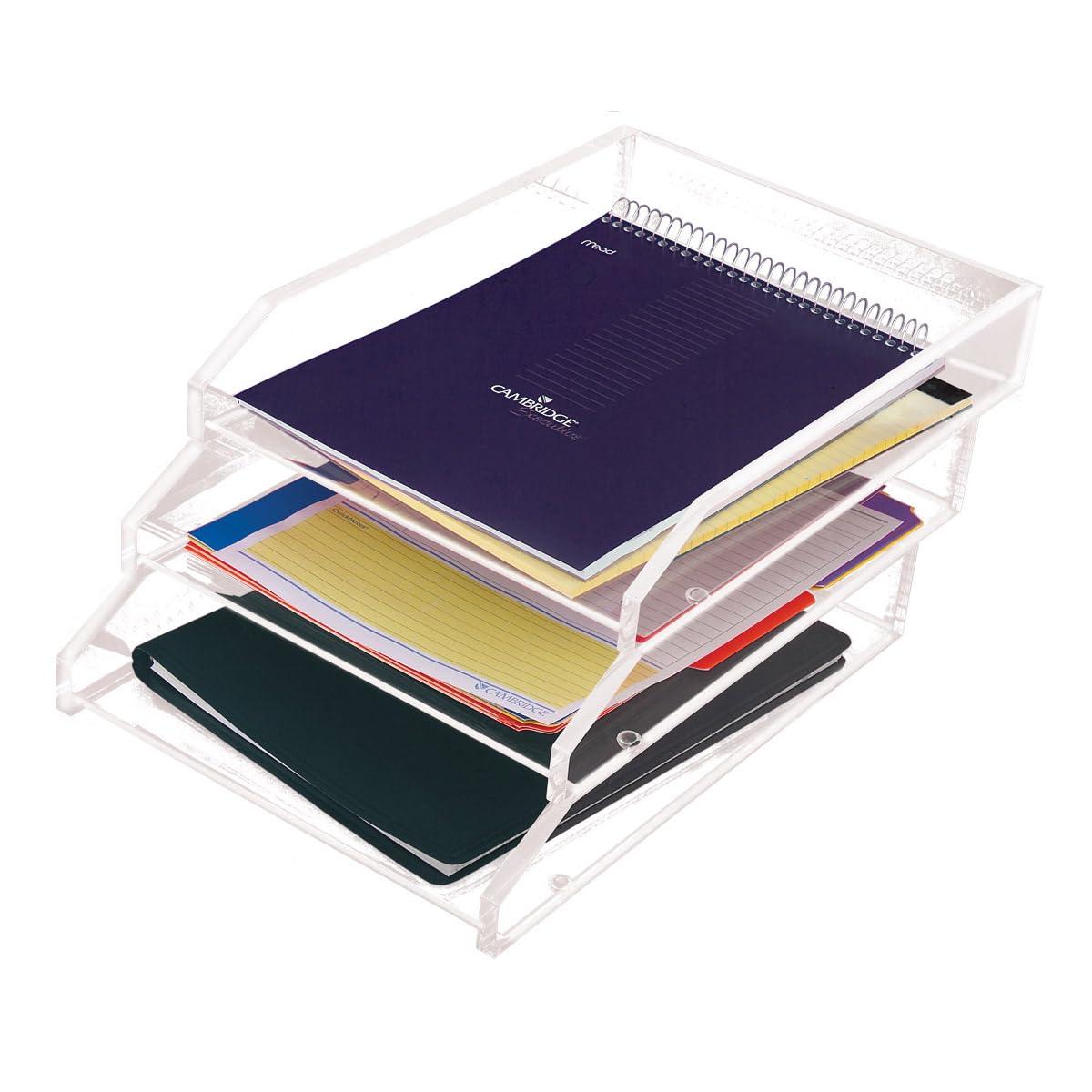 Kantek Kantek Clear Acrylic Single Letter Tray Plastic Stackable Paper Organizer