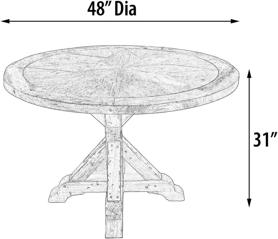 Farmhouse Light Brown Reclaimed Wood Round Dining Table