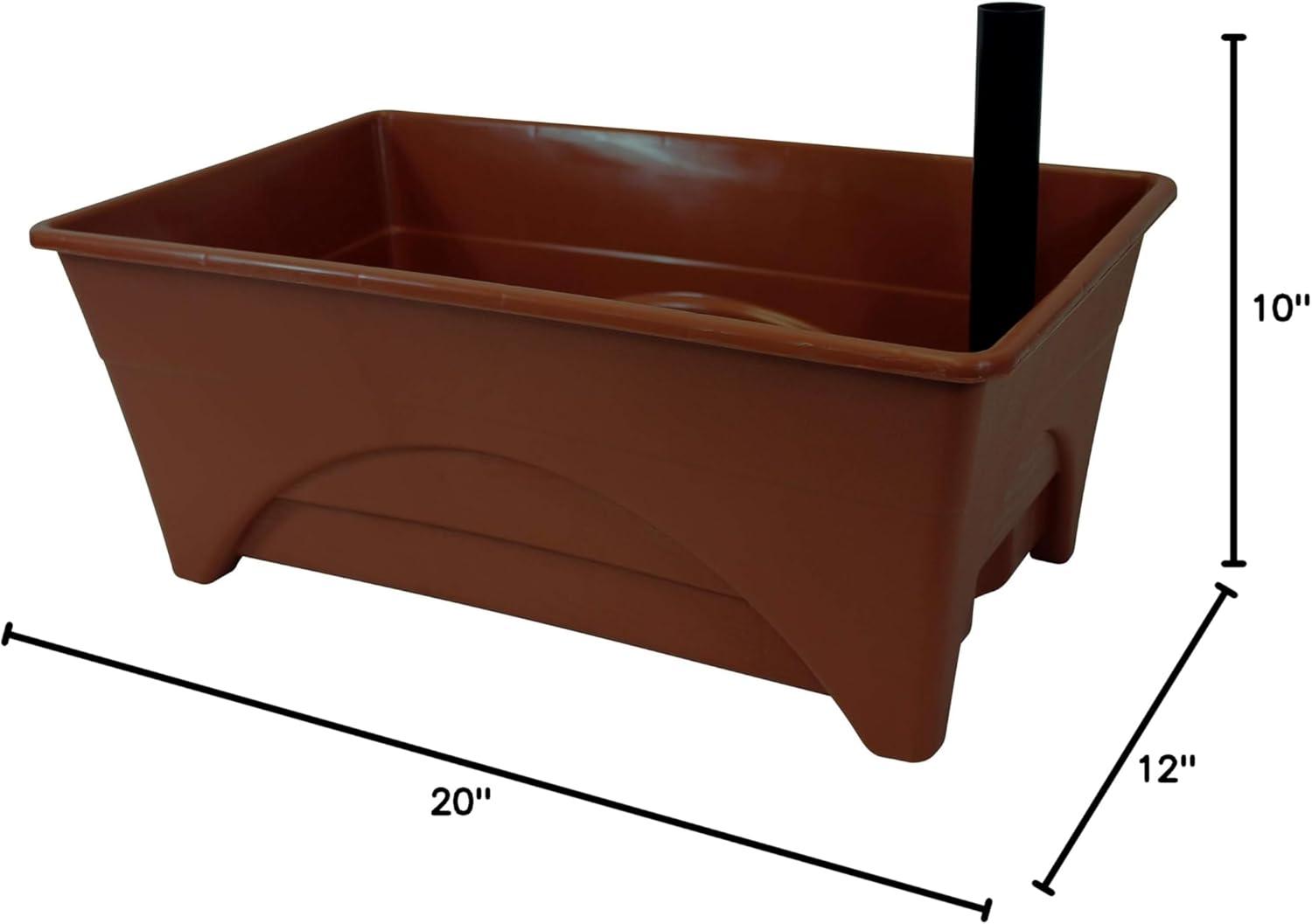 Emsco Group Start Pickin' 13" x 20" x 10" Brown Polyethylene Planter Boxes with Self-Watering (2 Piece)
