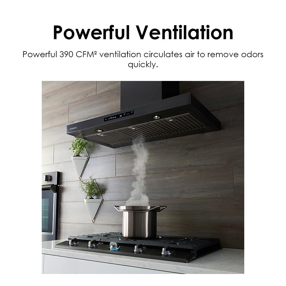 Samsung 36" Black Stainless Steel Smart Wall Mount Hood