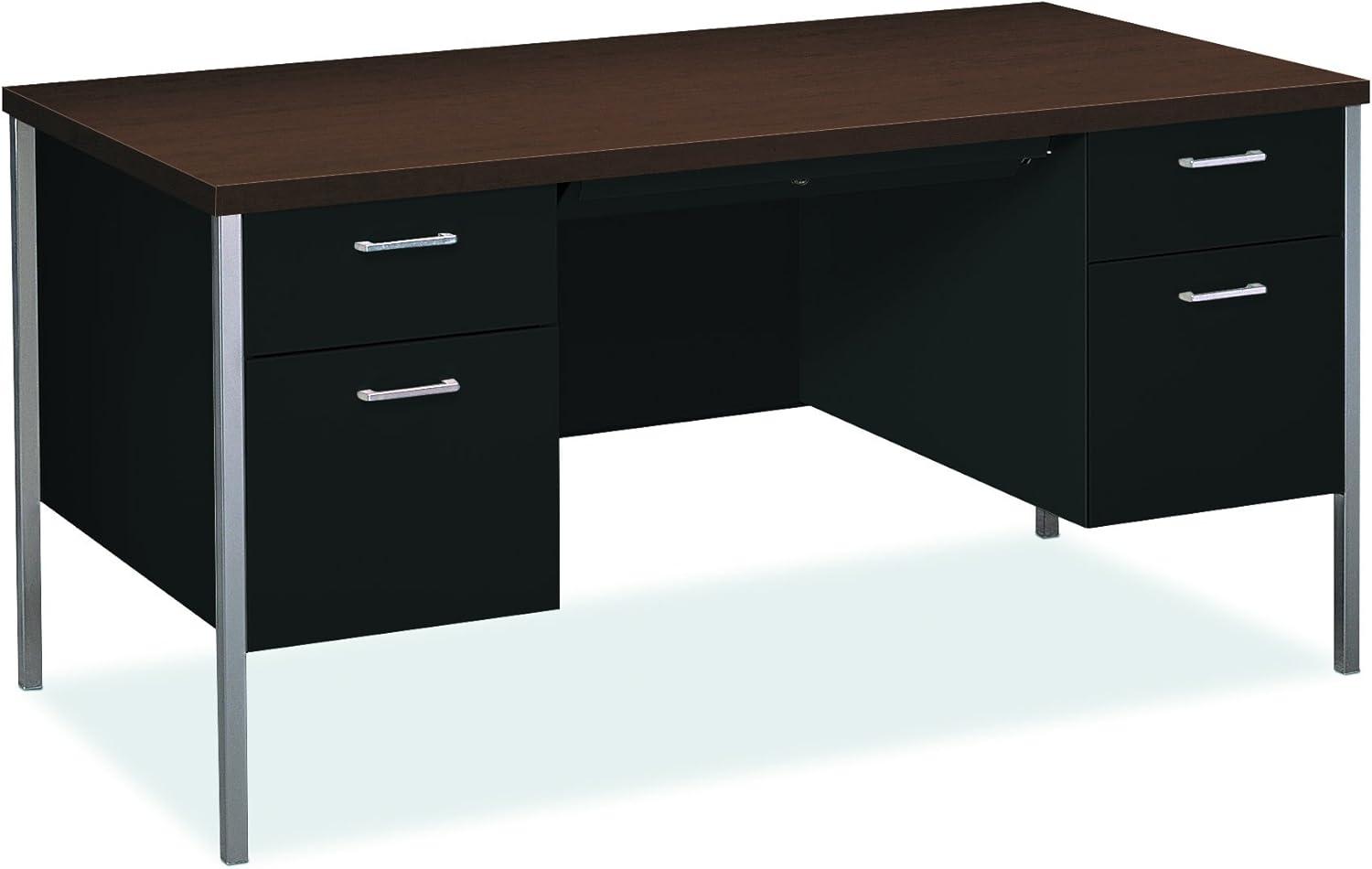 HON H34962.MOCH.P 34000 Series 60 in. x 30 in. x 29.5 in. Double Pedestal Desk - Mocha/Black