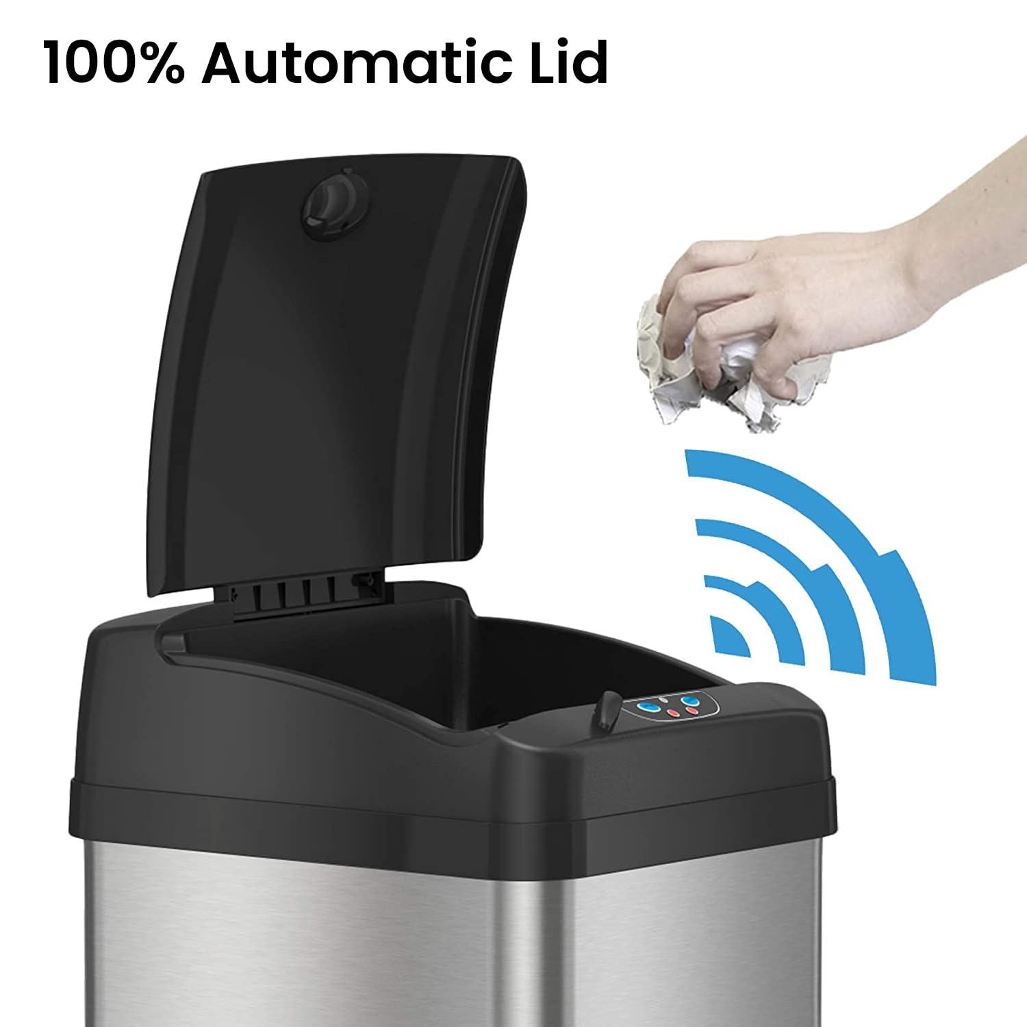 Acute Touchless Stainless Steel 13 Gallon Motion Sensor Trash Can