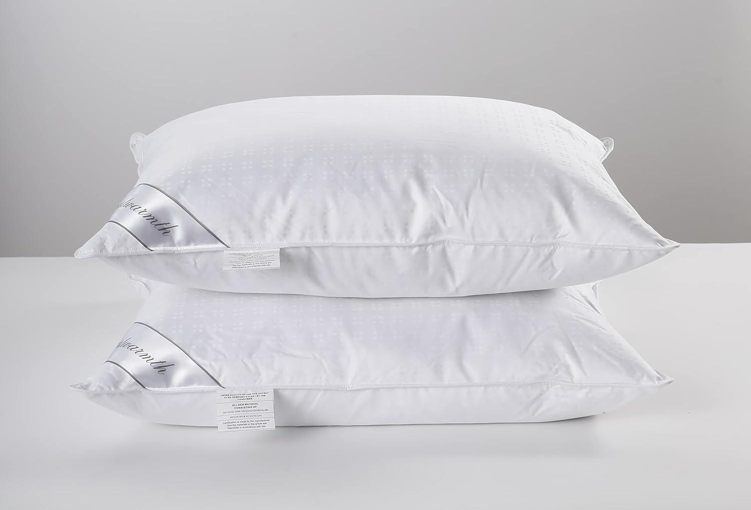 Natural Goose Down&Feather Pair Pillows Insert, Set of 2 Bedding Soft Pillows 100% Soft Cotton Queen 20x30in