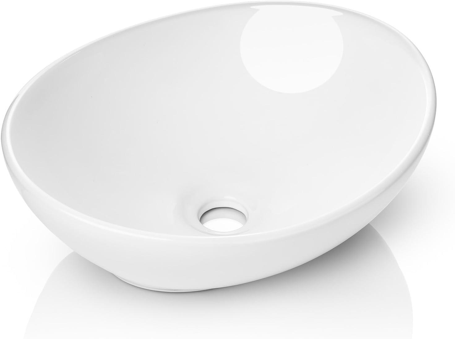Miligore 16'' White Ceramic Oval Bathroom Sink
