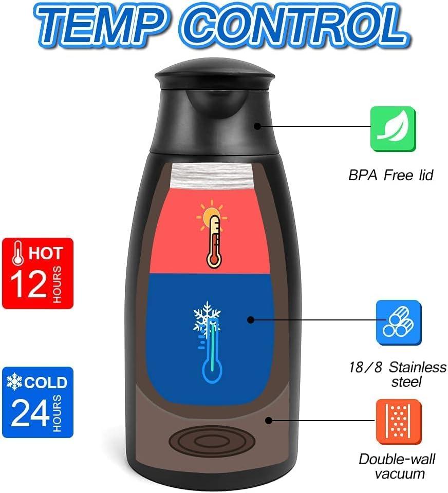 70oz Coffee Carafe Airpot Insulated Coffee Urn Stainless Steel Vacuum Thermal Pot Flask Dispenser for Coffee, Hot Water, Tea, Hot Beverage - Keep 12 Hours Hot, 24 Hours Cold-Black