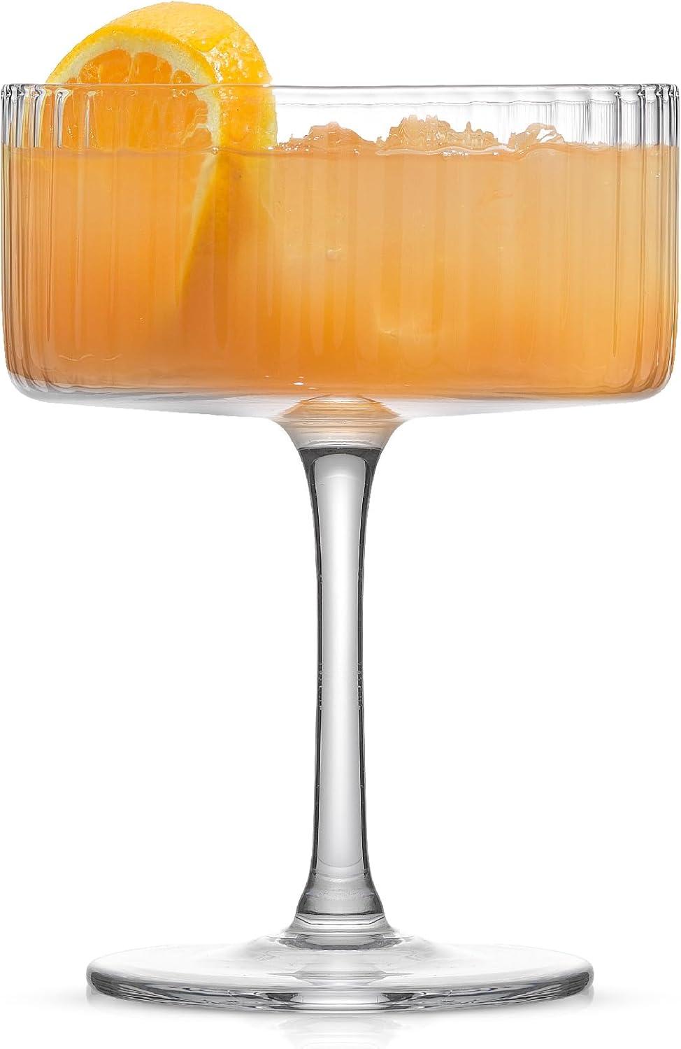 JoyJolt Elle Fluted Coupe Martini Glasses, 10oz