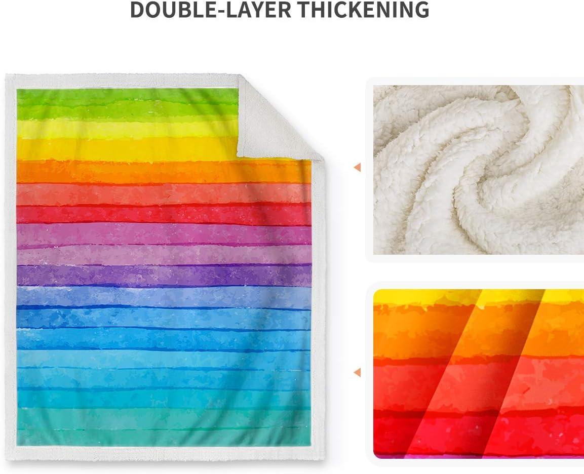 Jekeno Rainbow Sherpa Blanket Colors Smooth Soft Blanket for Sofa Chair Bed Office Travelling Camping for Kids Adults 50"x60"