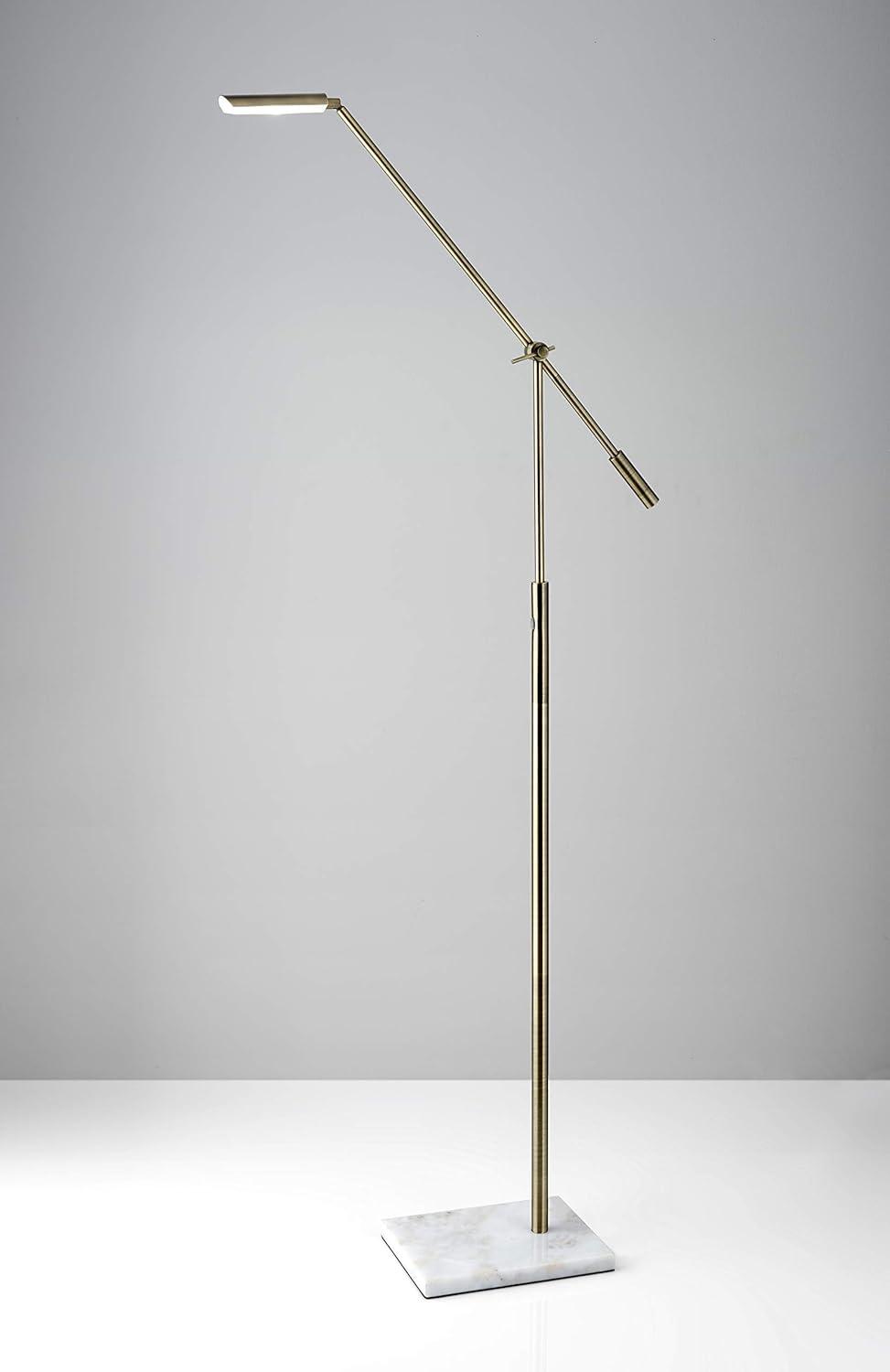 LED Vera Floor Lamp Antique Brass with Marble Base & Touch Dimmer Includes LED Bulb - Adesso