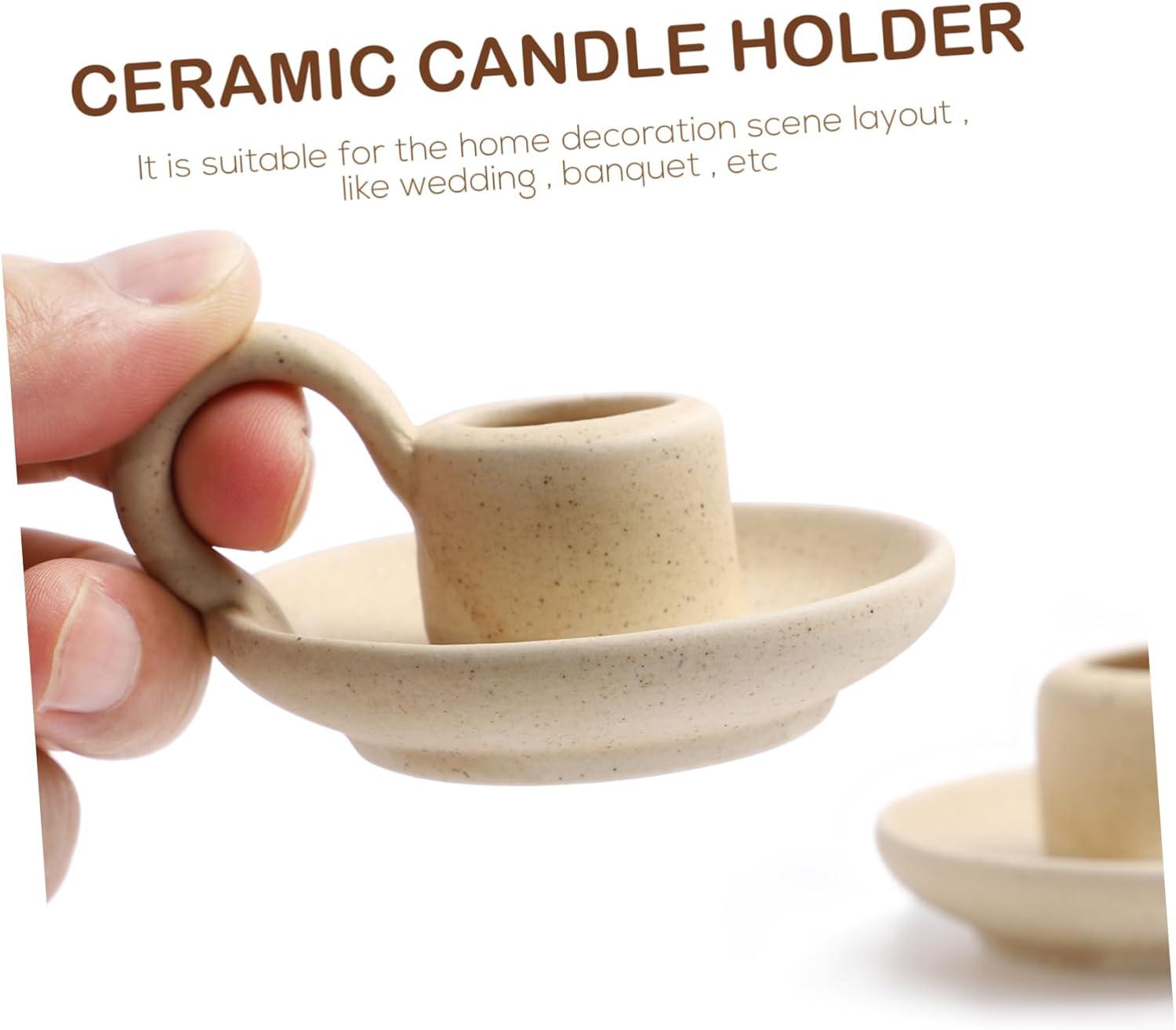 2Pcs Ceramic Candlestick Nordic Style Candleholder Desktop Candle Stand