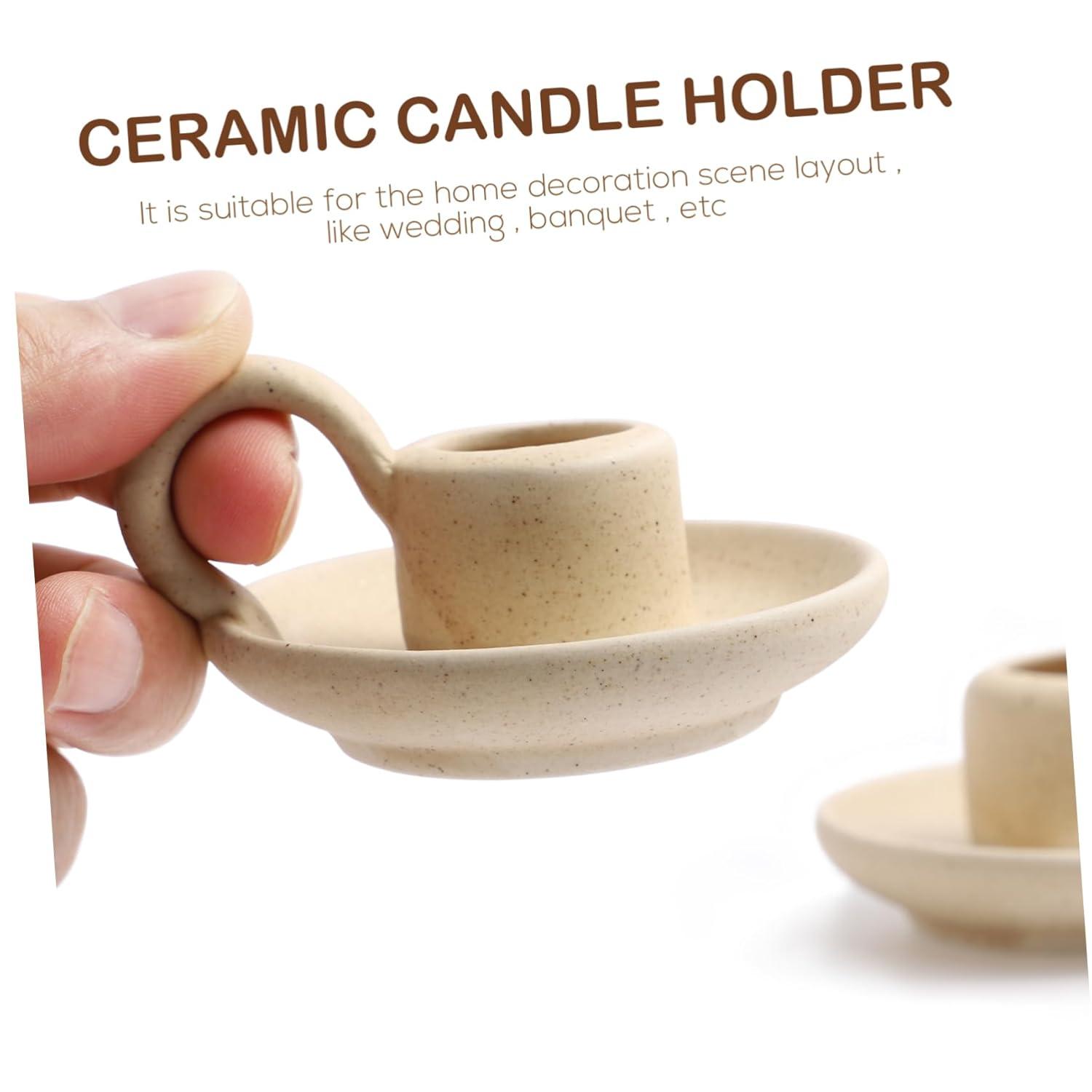 2Pcs Ceramic Candlestick Nordic Style Candleholder Desktop Candle Stand