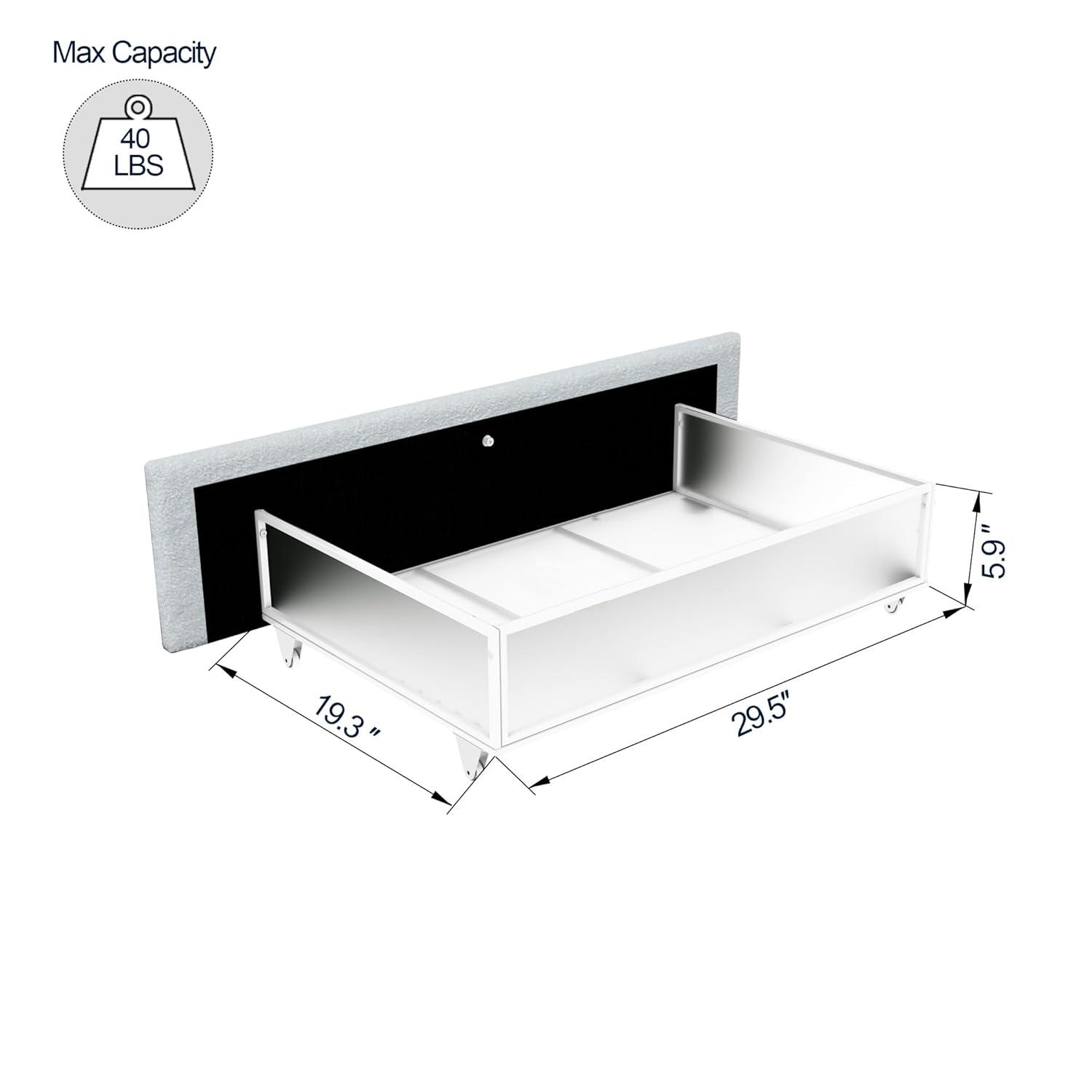 GDFStudio Upholstered Bed with Storage,Queen Size Platform Bed Frame with 4 Drawers Tufted Headboard, Wooden Slat Mattress Support No Box Spring Needed Easy Assembly, Ivory Boucle