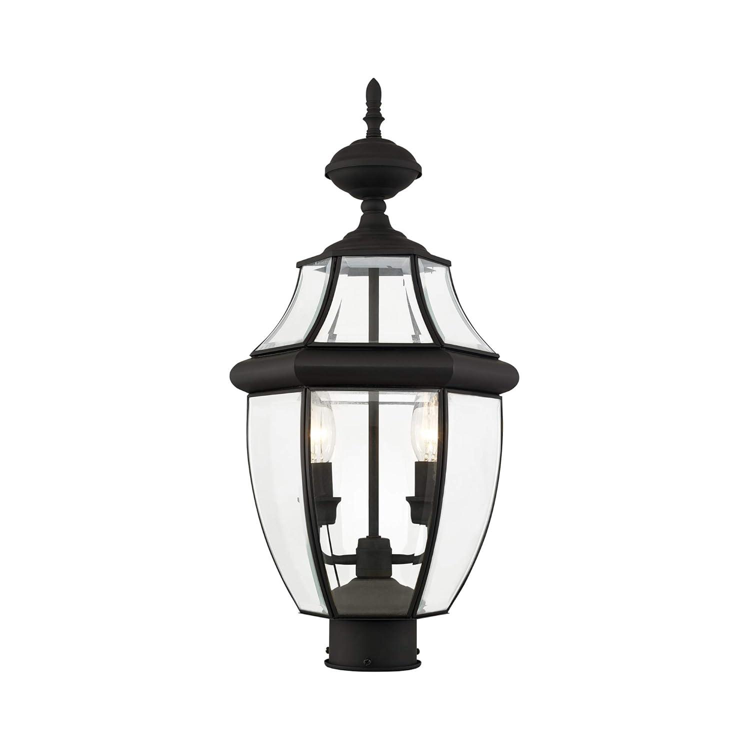 Lighting Lumens 2 Light Verdigris Outdoor Post Lantern Pendant - Clear Beveled Glass Shade