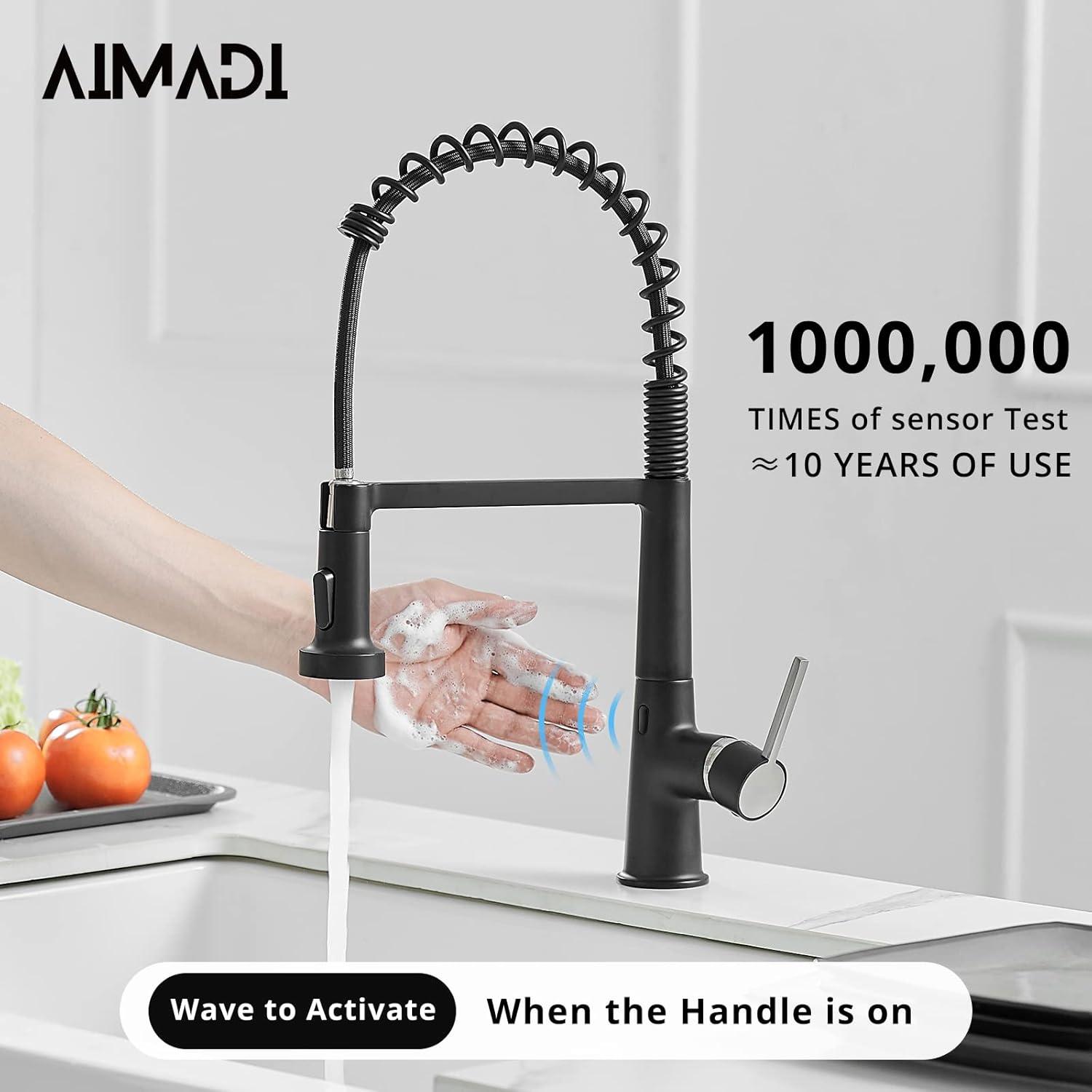 Matte Black Single Handle Pull Down Kitchen Faucet with Sensor