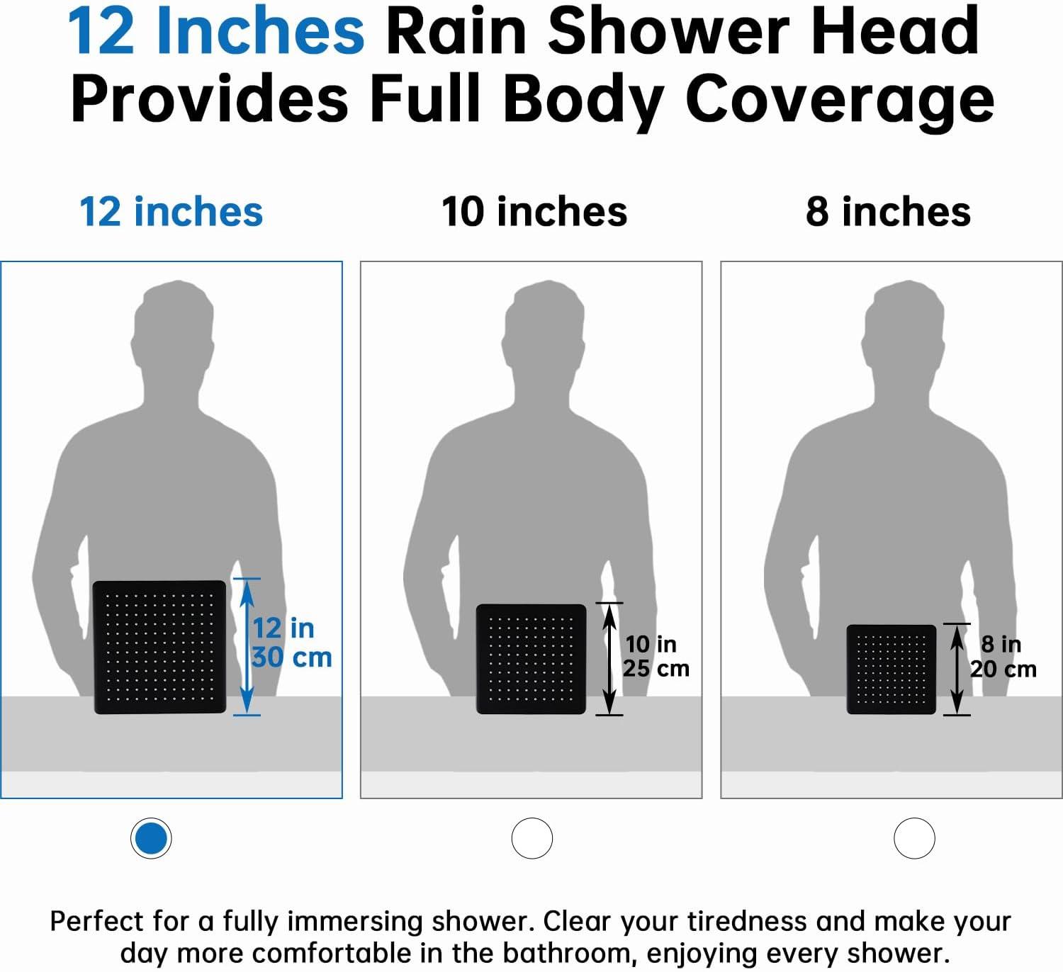 12 inches All Metal Rain Dual Shower Head