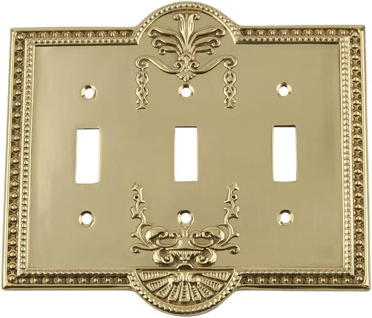 Polished Brass 3-Gang Vintage Metal Toggle Switch Plate