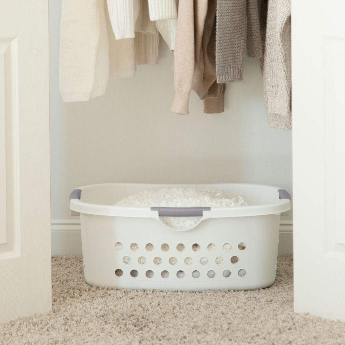 IRIS USA Laundry Basket 50L Large Plastic Hip Hold Hamper with Built-In Comfort Carry Handles, 3-Pack, 1.5 Bushel Hamper, Closet Laundry Room, White