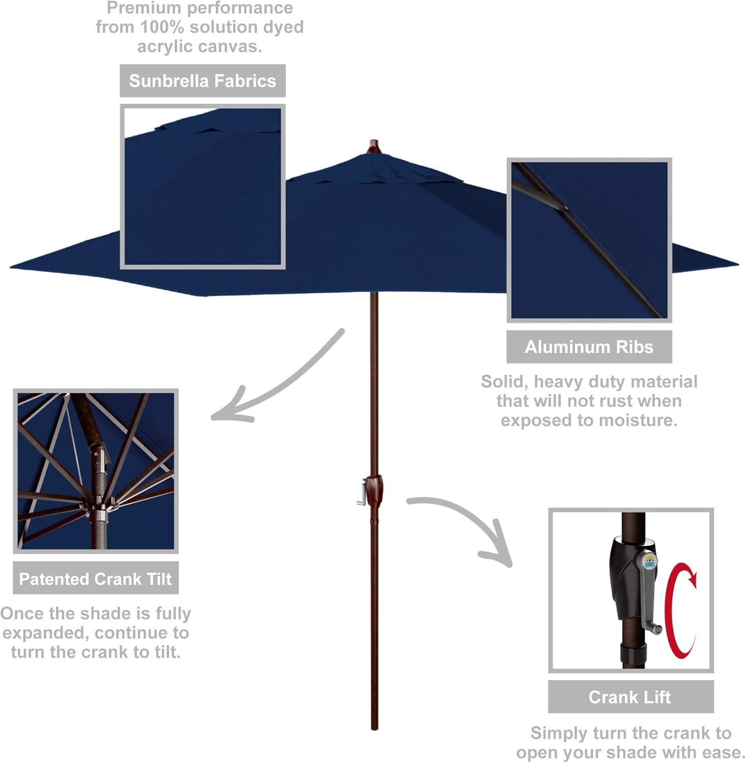 9' Blue Aluminum Patio Umbrella with Auto Tilt