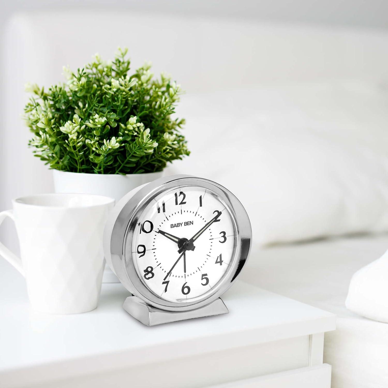 Westclox Clocks Babyben Glam Analog Metal Quartz Movement / Crystal Tabletop Clock with Alarm