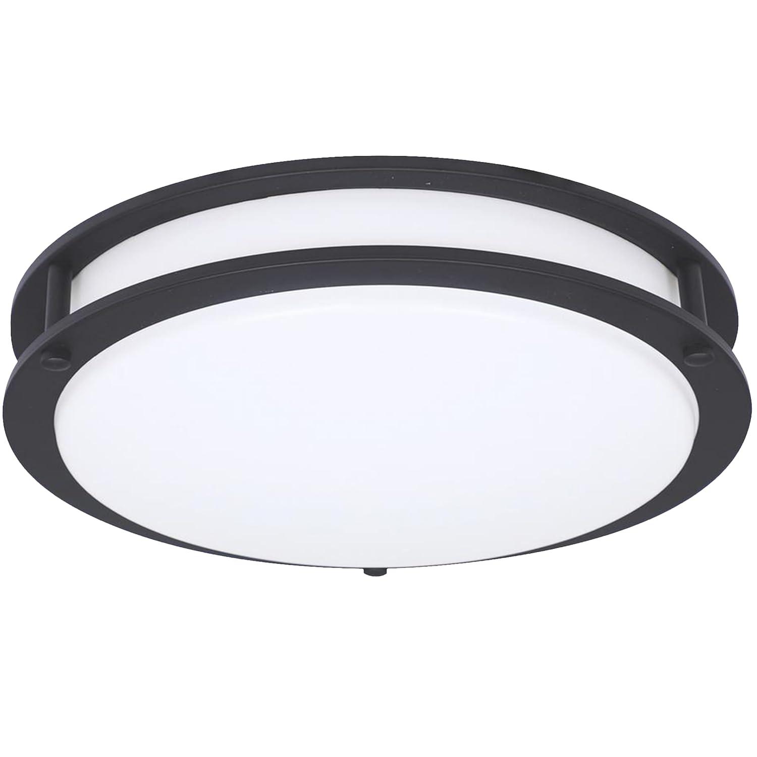 DESIGNERS FOUNTAIN Flush Mount Ceiling Light, 10 Inch Round LED DC Lighting Fixture Kitchen, Bedroom, Bathroom, and Hallway, Dimmable, 1150 Lumens, 3000K/4000K/5000K, Matte Black, EV1410C3C-43