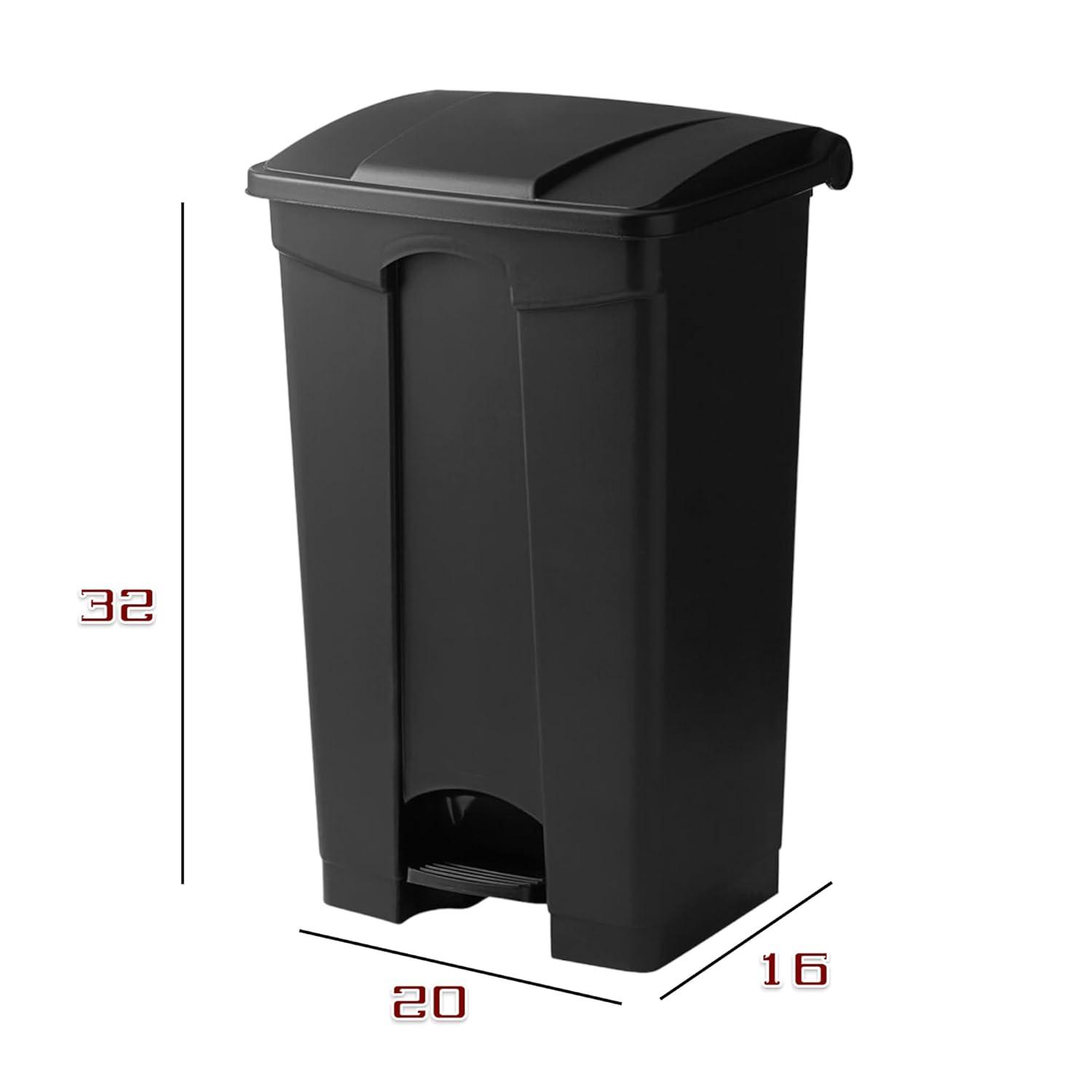 Large Capacity Plastic Step-On Receptacle, 23Gal, Black