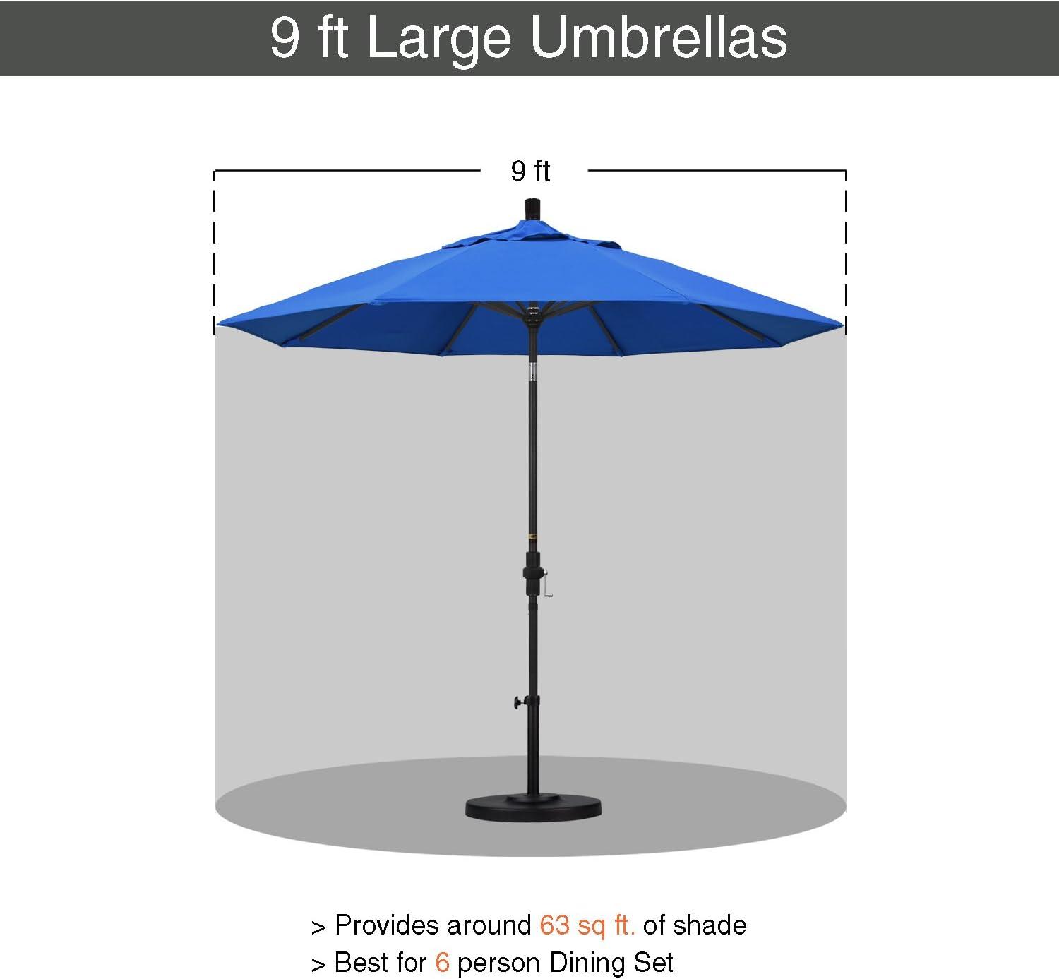 9 ft. Pacific Blue Olefin Aluminum Patio Umbrella with Tilt