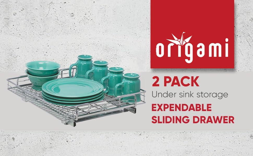 Origami Group 2SD-13 Kitchenware Household Sliding Cabinet Organizer (2 Pack)