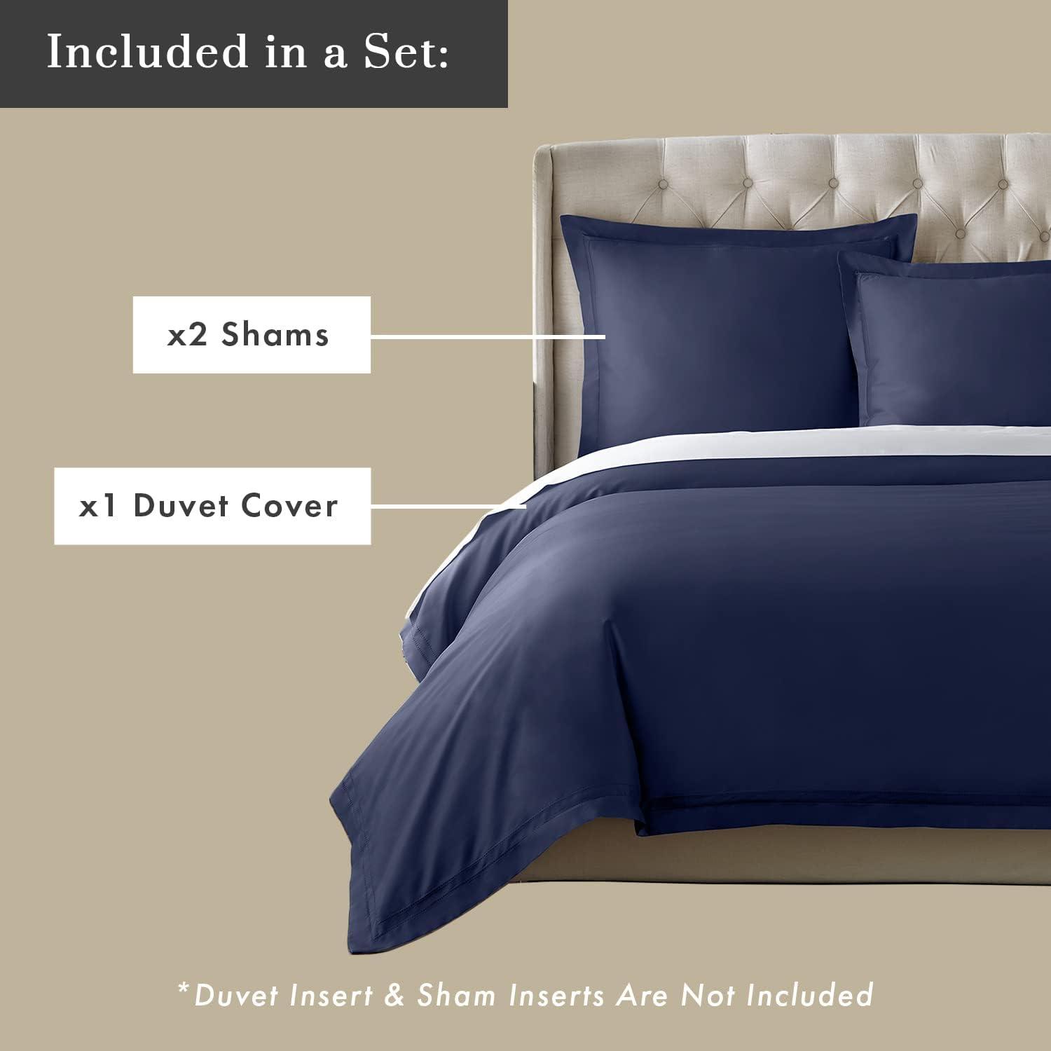 Midnight Blue Queen Egyptian Cotton Duvet Cover Set