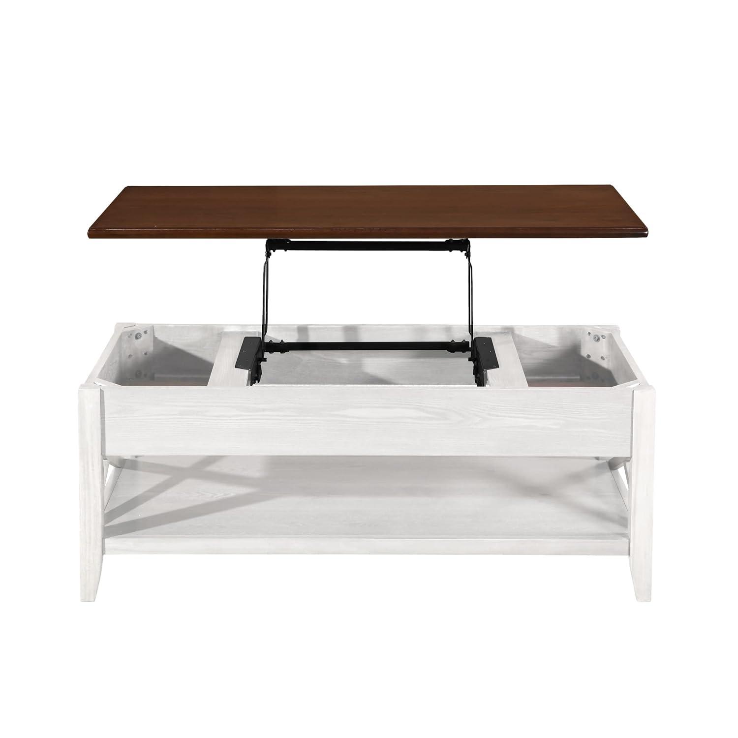 Decatur Farmhouse Lift Top Coffee Table with Storage, White - Christopher Knight Home