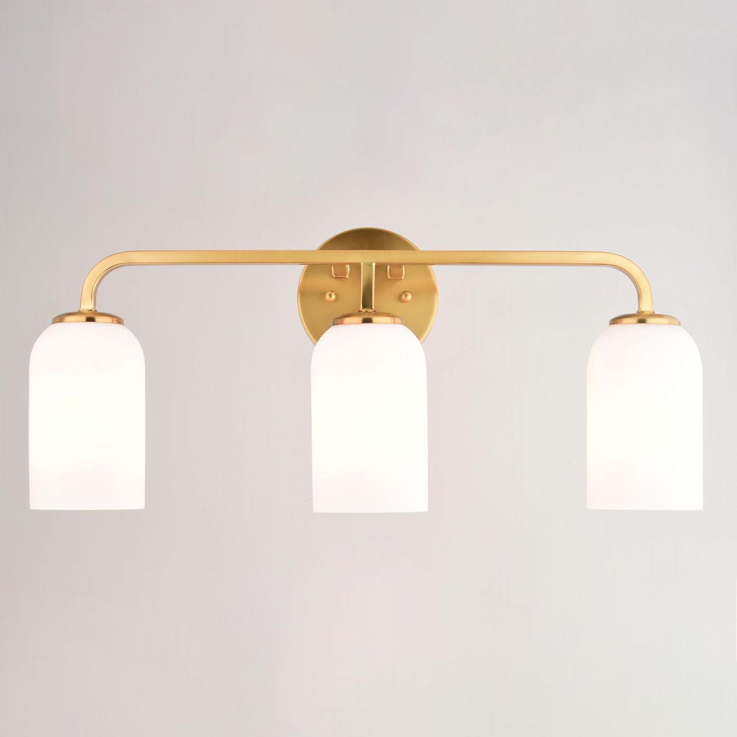 Shelby 23" Gold Brass Bathroom Vanity Light with White Glass