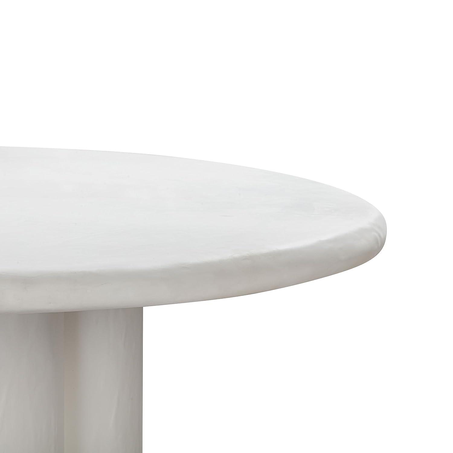 TOV Furniture Elika White Faux Plaster Round Dining Table