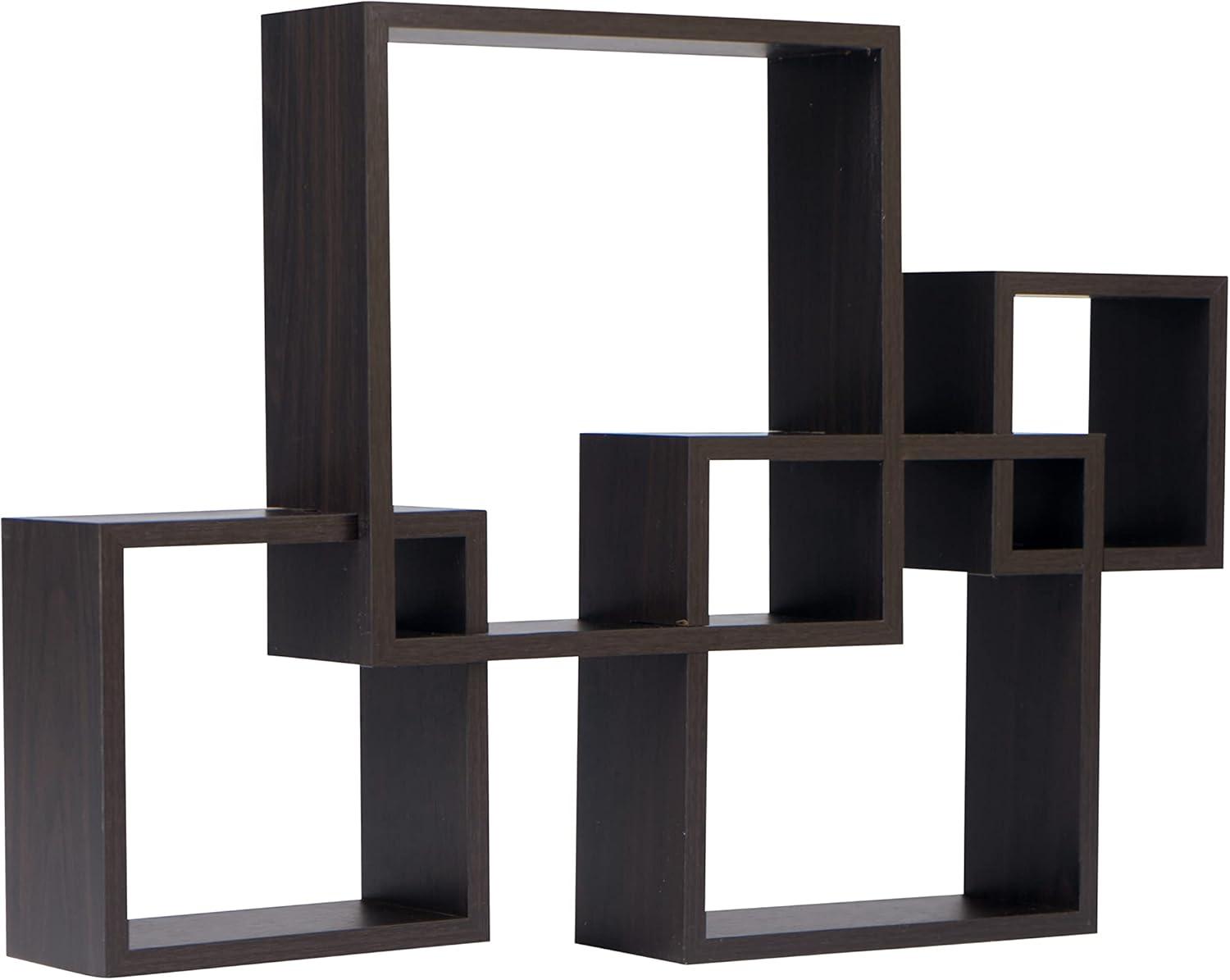 Danya B. 25.5" x 17.75" Intersecting Cube Wall Shelf Espresso Modern MDF Storage Display