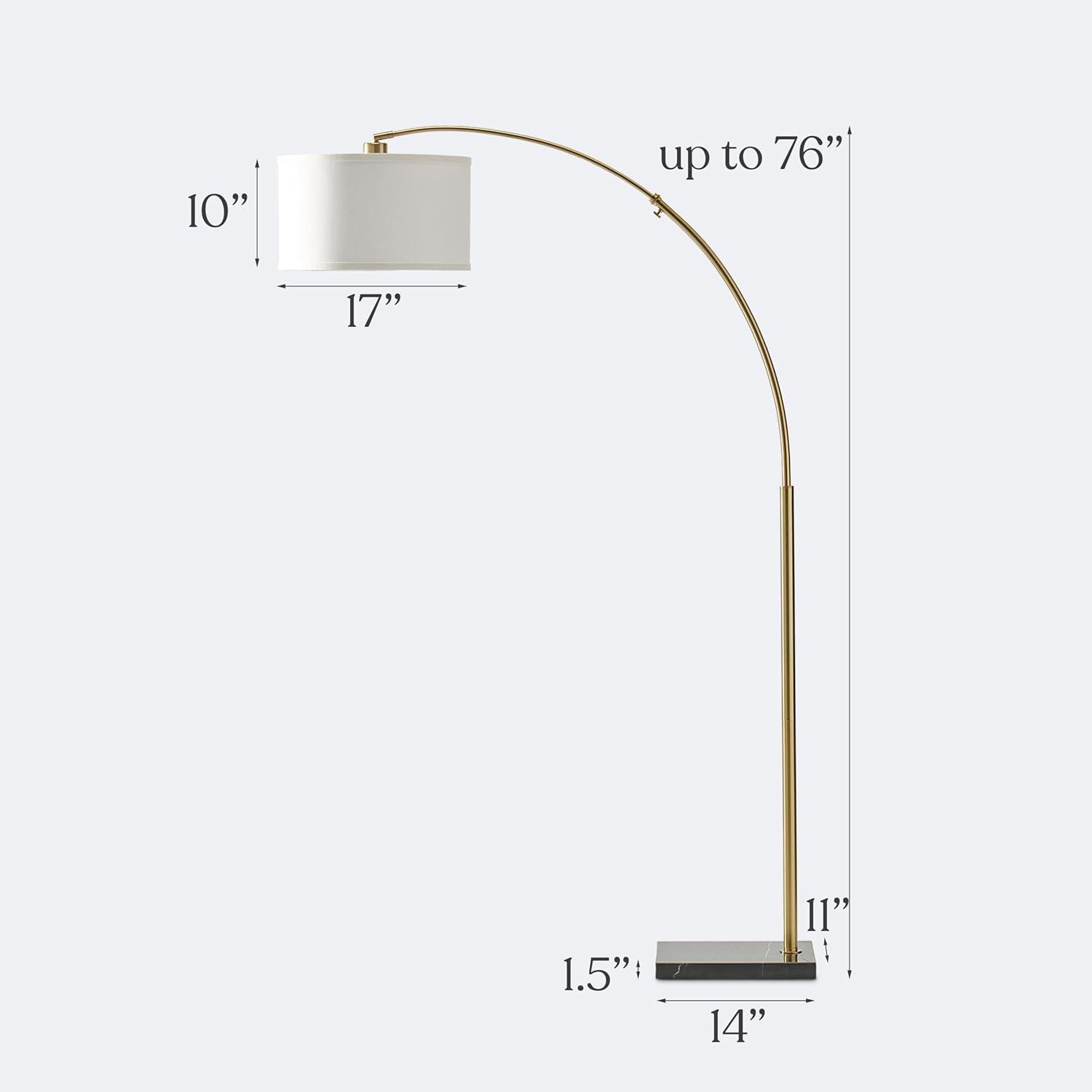 Logan 76 in. Modern 1-Light Adjustable and Extendable LED Floor Lamp with Fabric Drum Shade