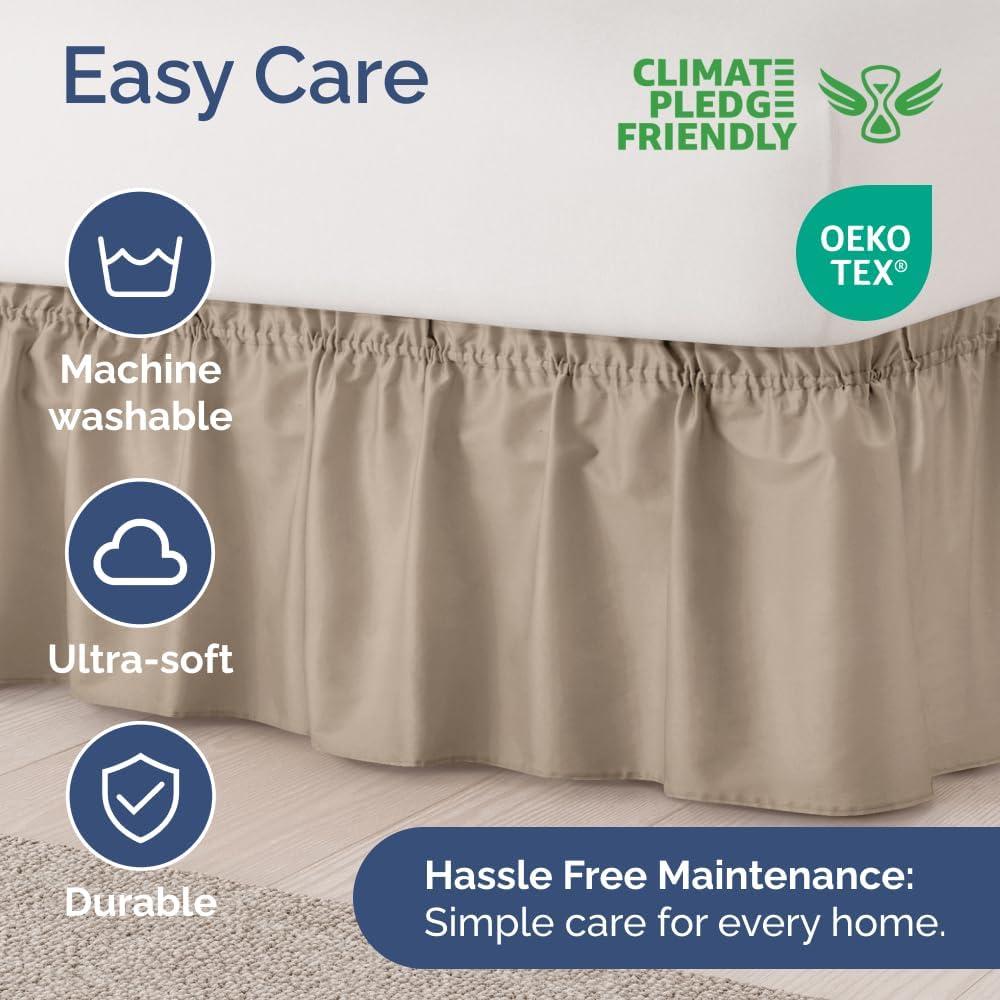 CGK Linens Ruffled Elastic Wrap Around Tailored Bed Skirt