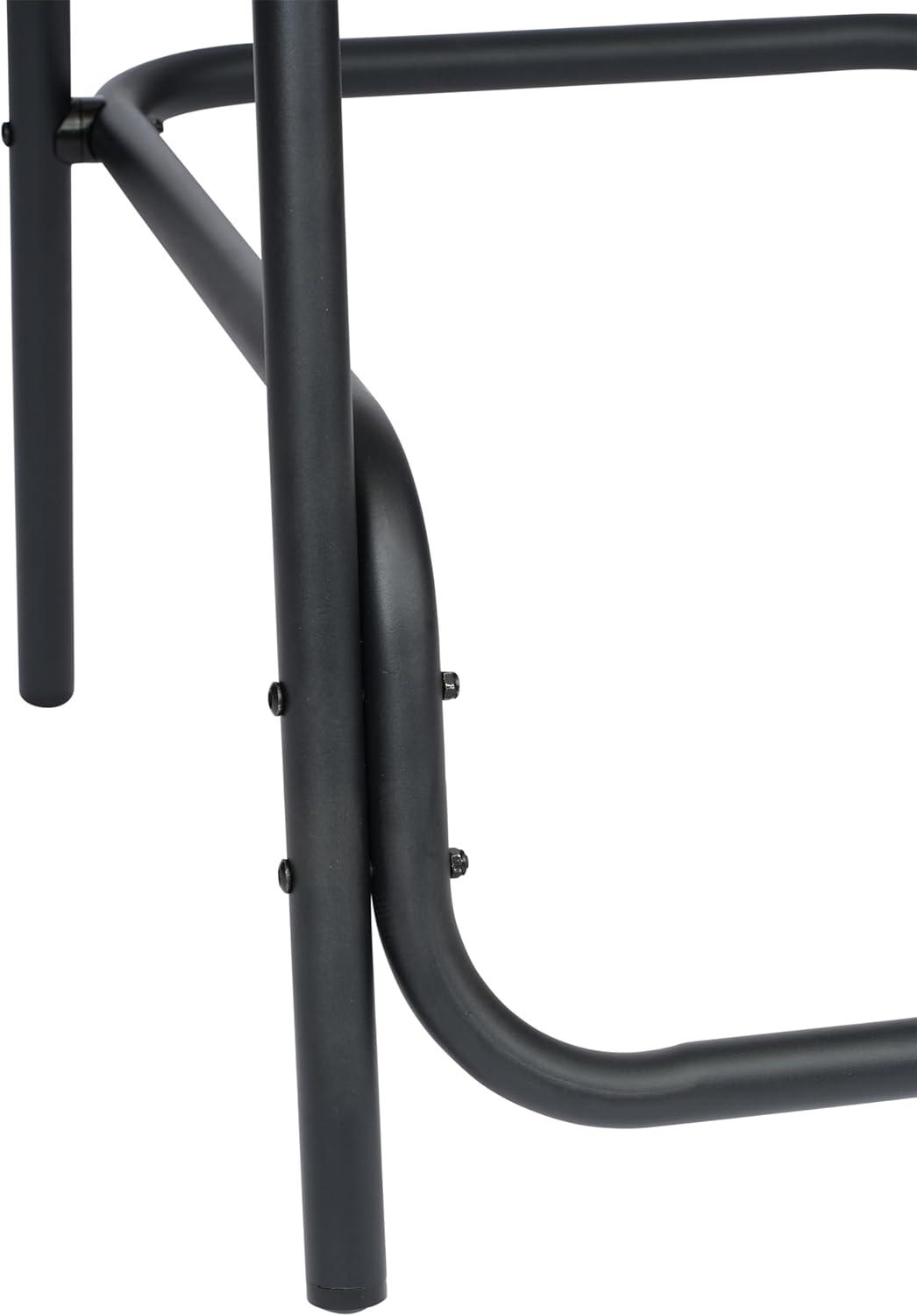 Flash Furniture Lila Set of 2 Commercial Grade Indoor-Outdoor PE Rattan Restaurant Barstool with Black Aluminum Frame and Footrest in Medium Brown