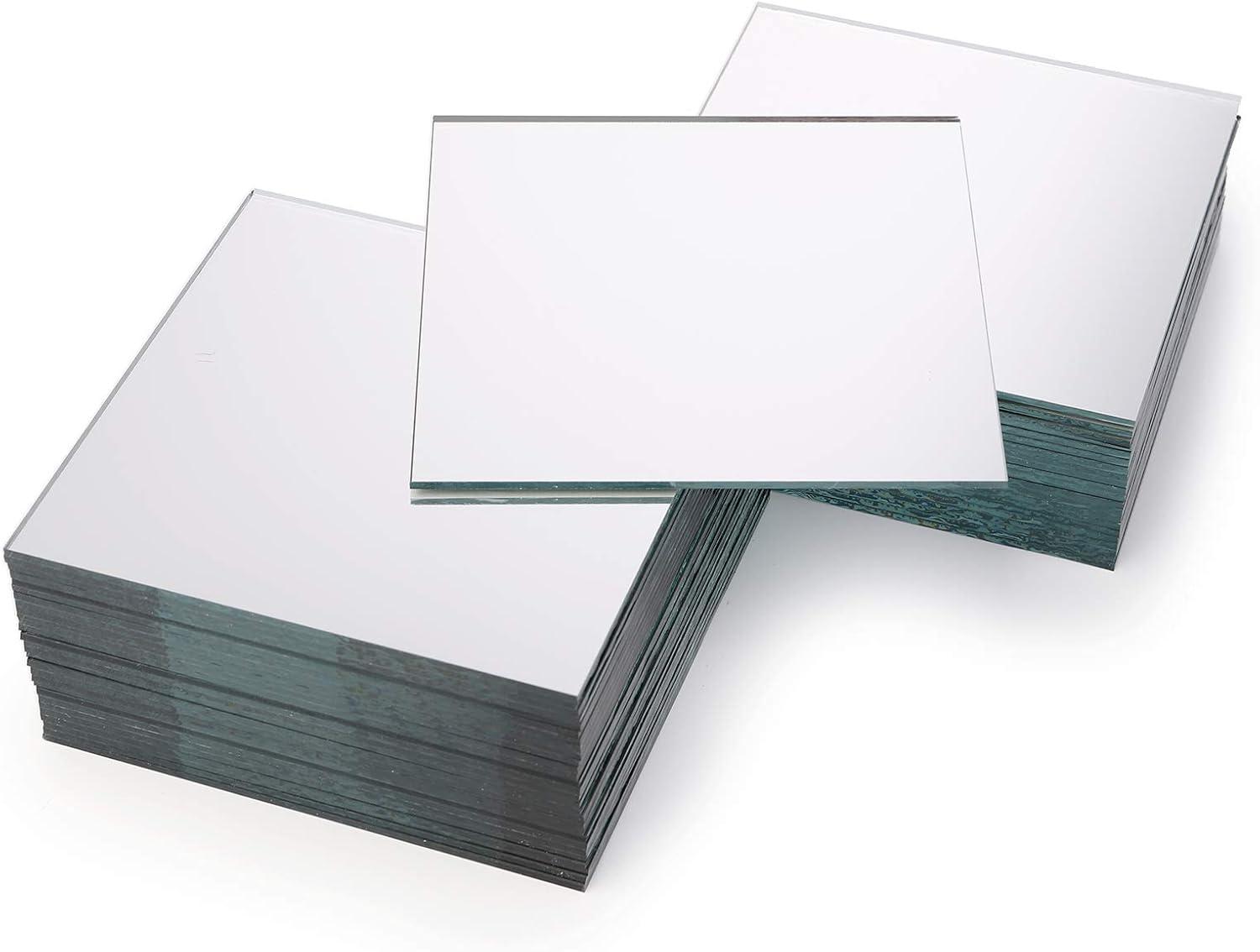 50 Pack 4x4 Inch Square Glass Mirror Tiles