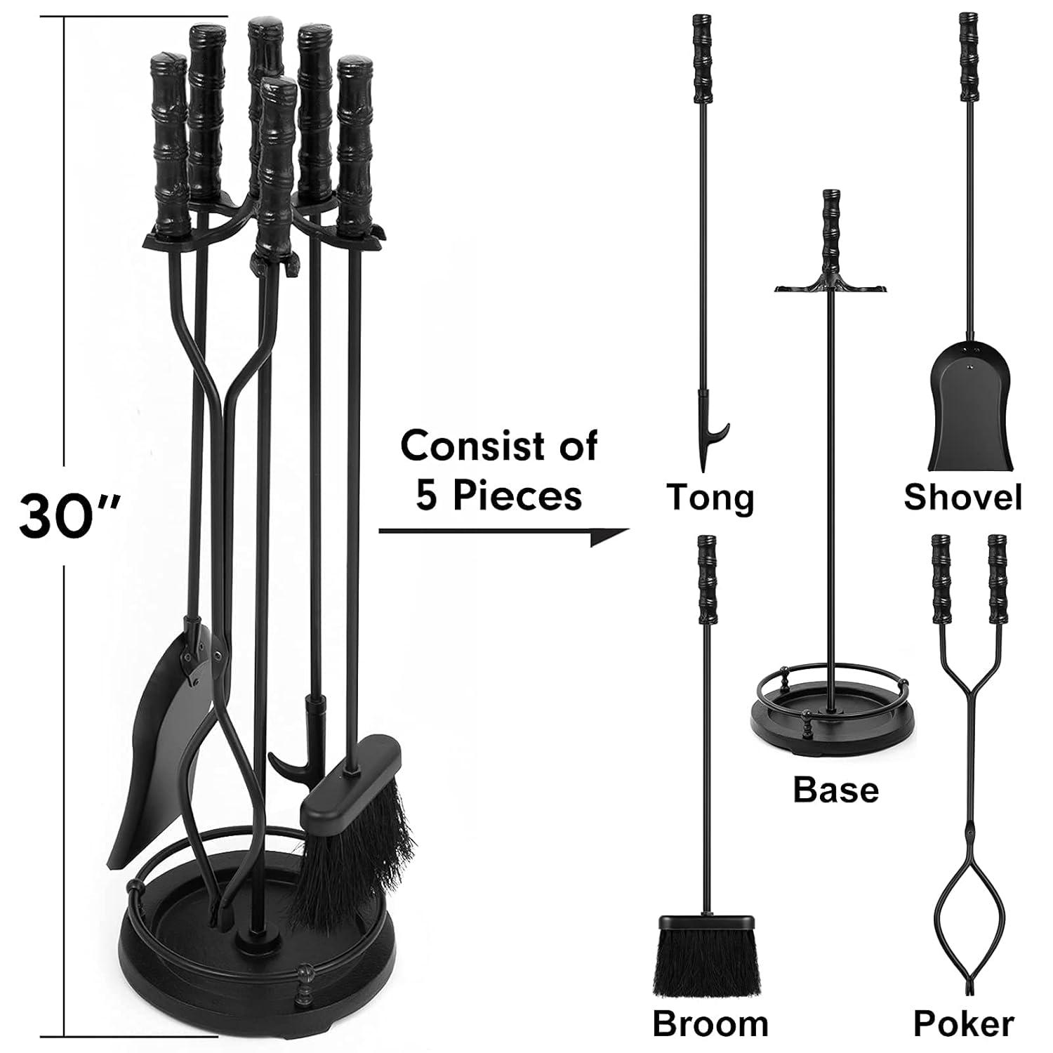 Red Barrel Studio® Rougui 5 Piece Iron Fireplace Tool Set