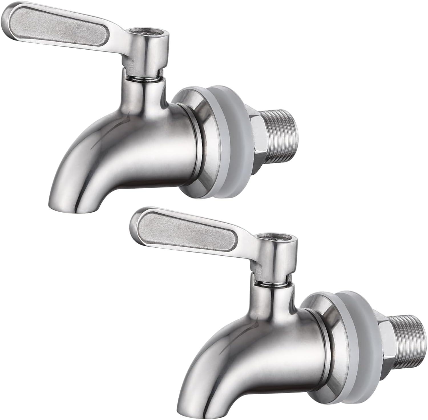 Polished Stainless Steel Beverage Dispenser Replacement Spigot Set