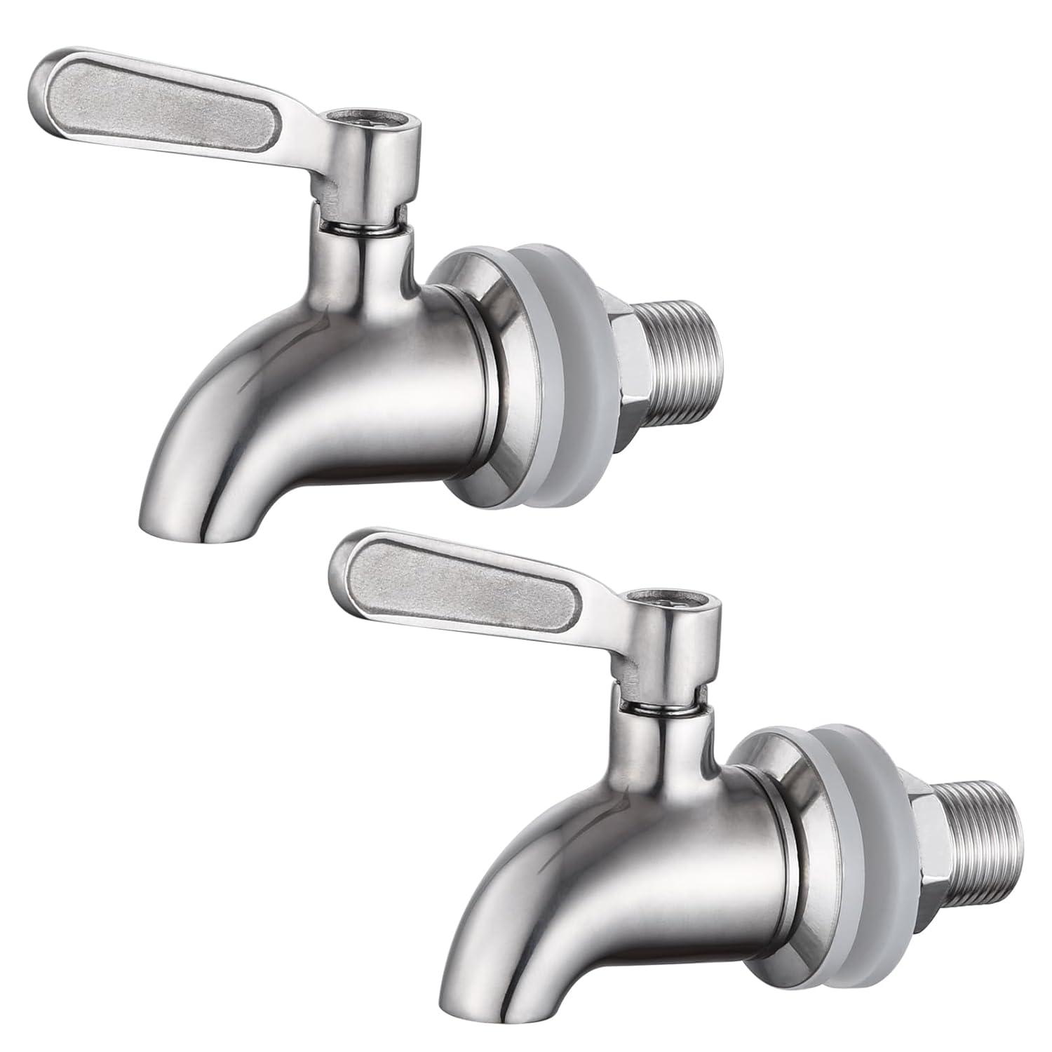 Polished Stainless Steel Beverage Dispenser Replacement Spigot Set